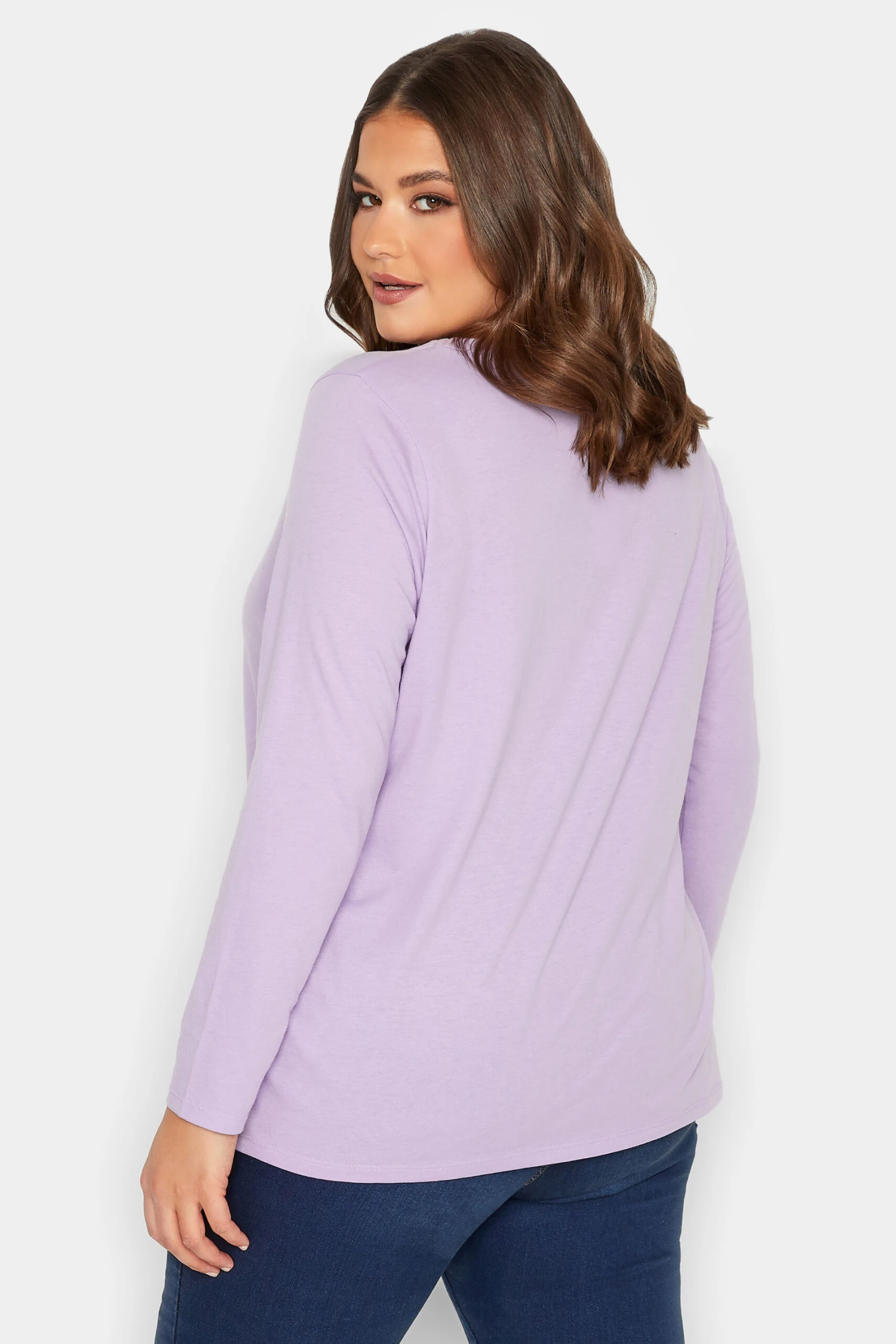 YOURS Curve Lavender Purple Long Sleeve T-Shirt - Image 2