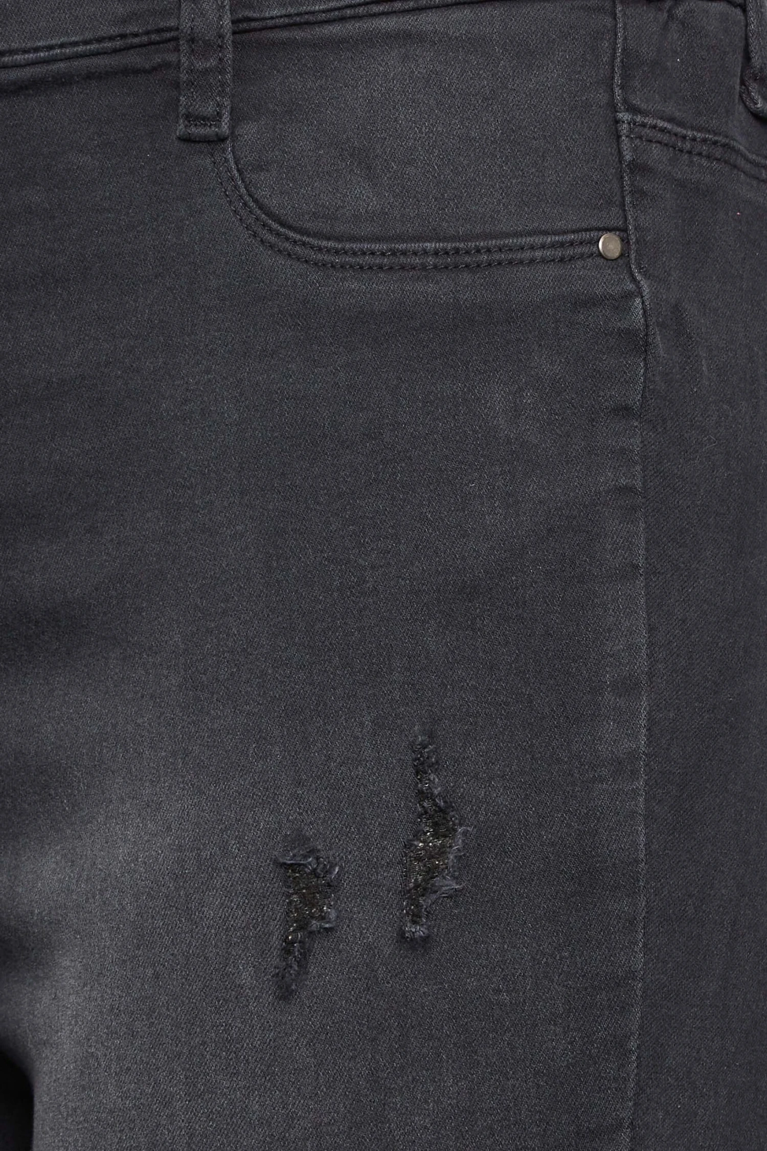 YOURS Curve Washed Black Cropped Stretch Ripped GRACE Jeggings - Image 2