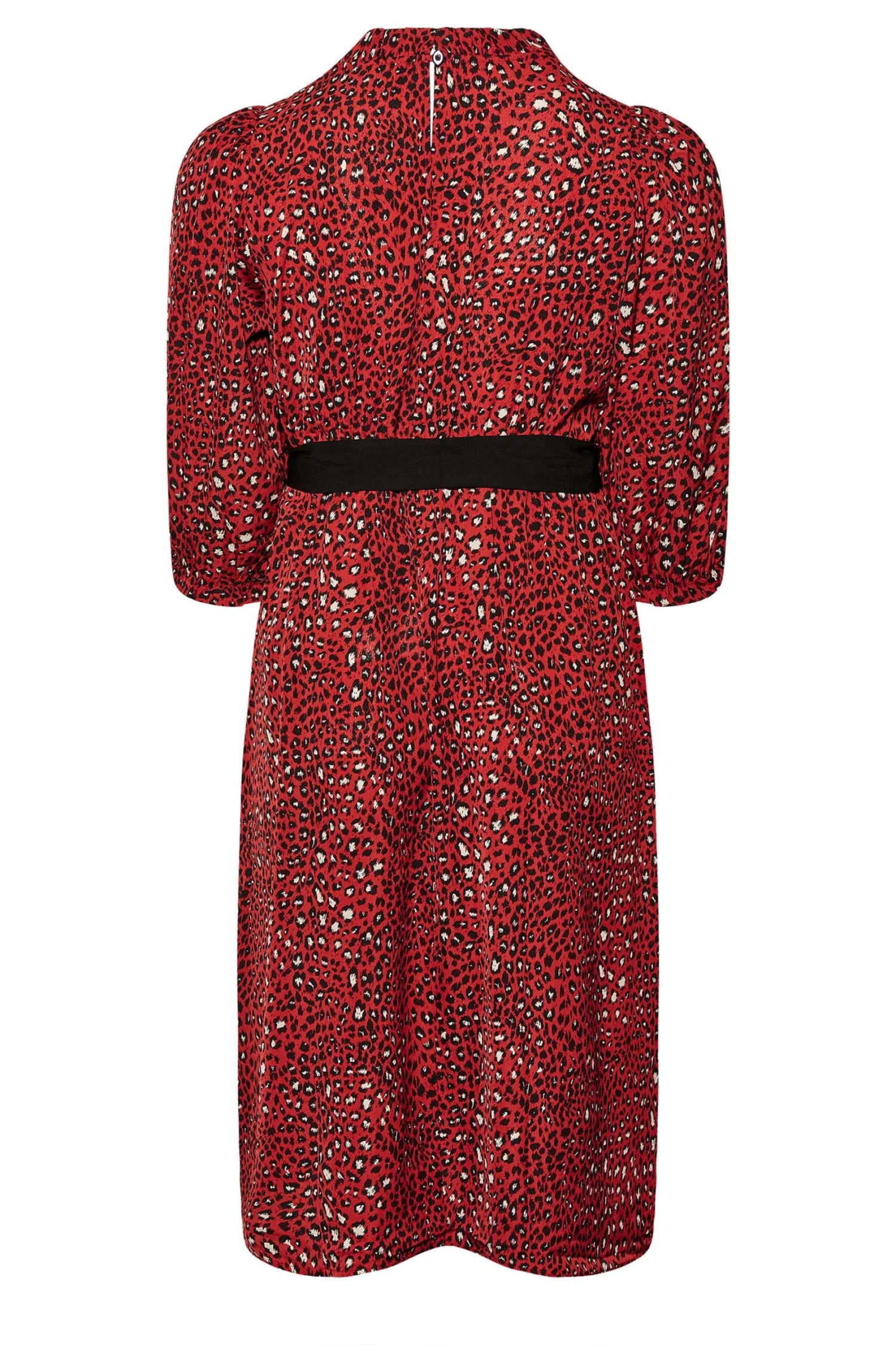 YOURS LONDON Curve Red Animal Print Ruffle Neck Dress - Image 6