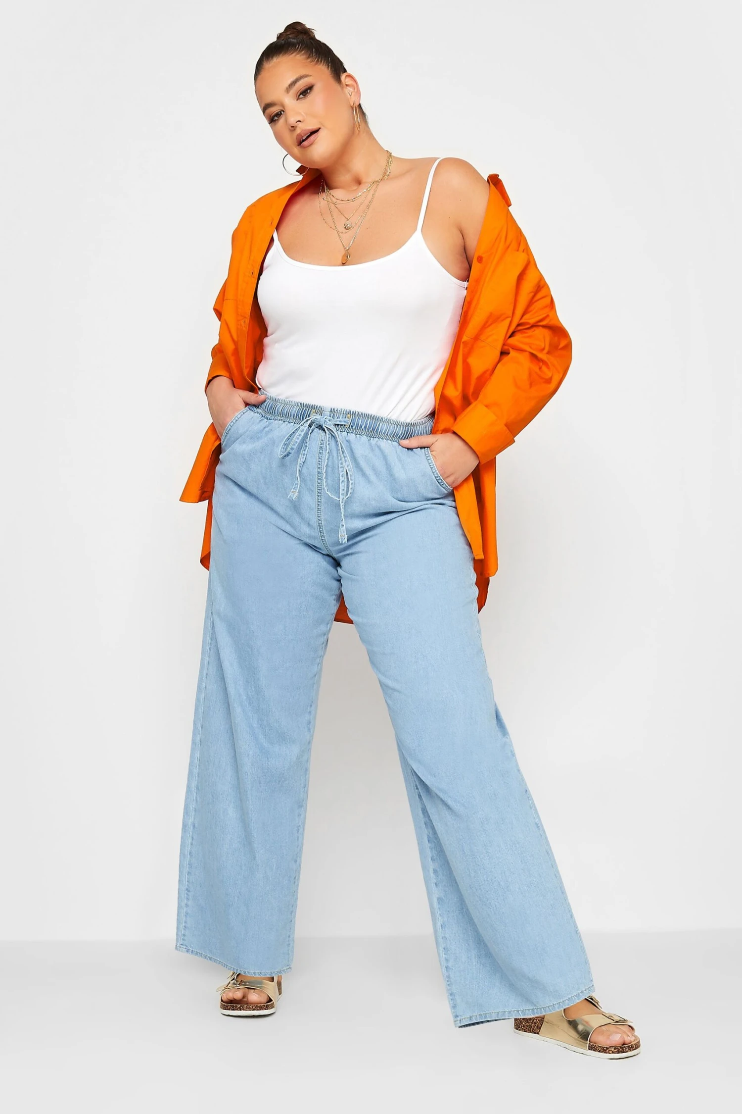 LIMITED COLLECTION Curve Bright Orange Oversized Boyfriend Shirt - Image 2