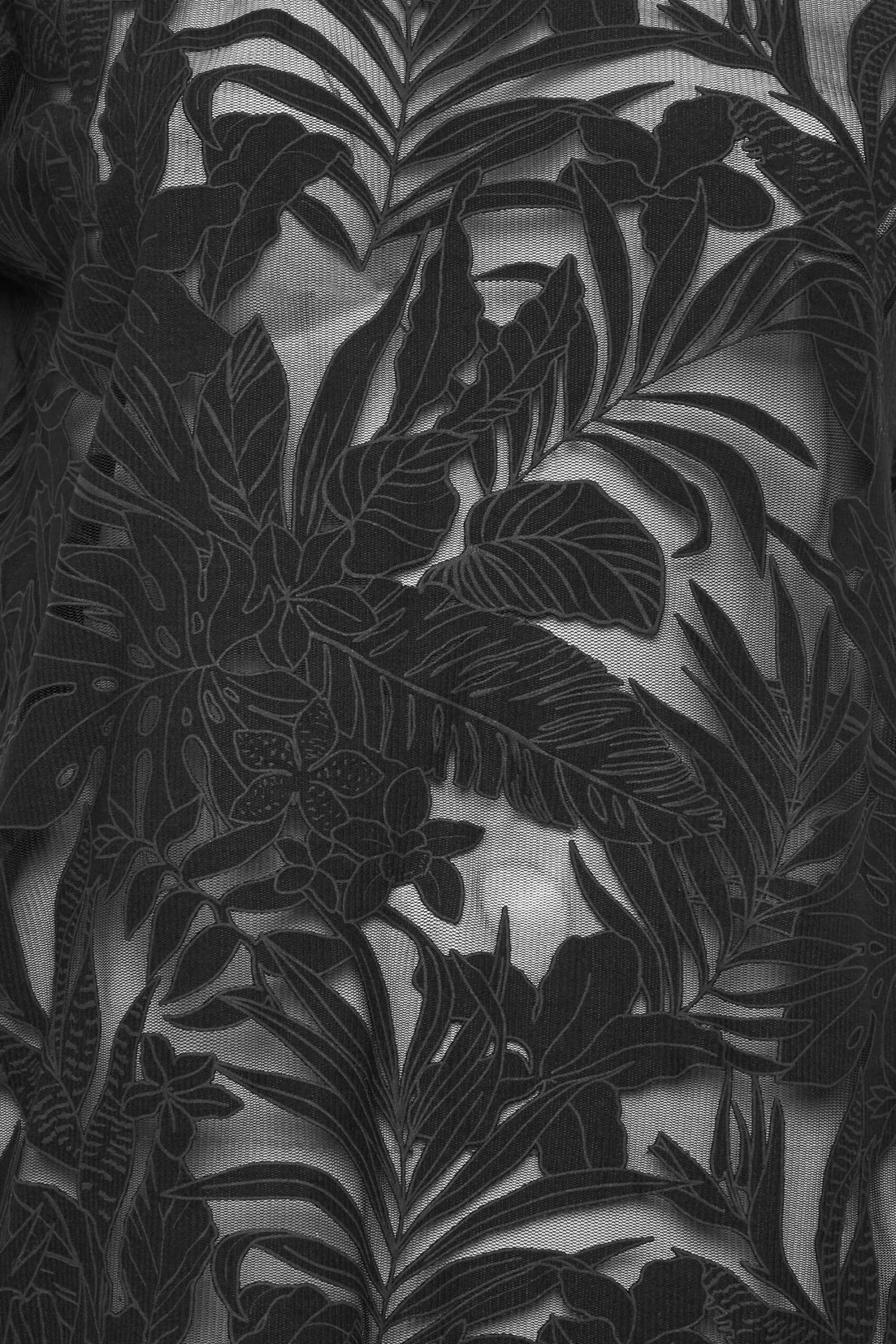 YOURS Curve Black Floral Mesh Front T-Shirt - Image 4