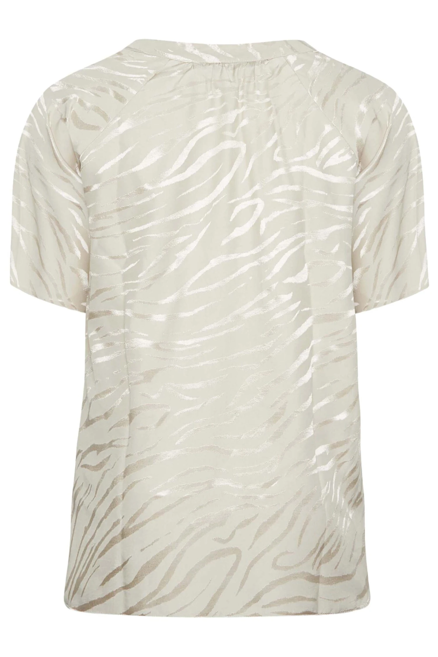 YOURS Curve Cream Animal Print Satin V-Neck Blouse - Image 5
