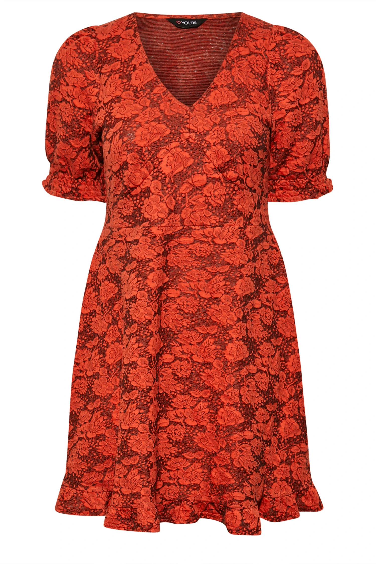 YOURS Curve Red Floral V-Neck Midi Dress - Image 5