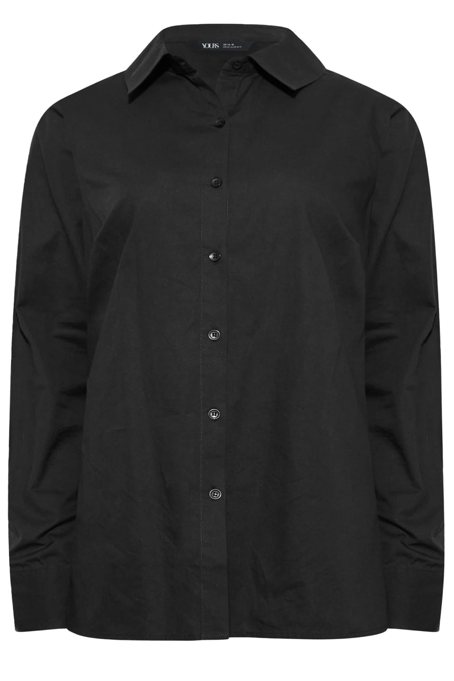YOURS PETITE Curve Black Fitted Cotton Shirt - Image 3