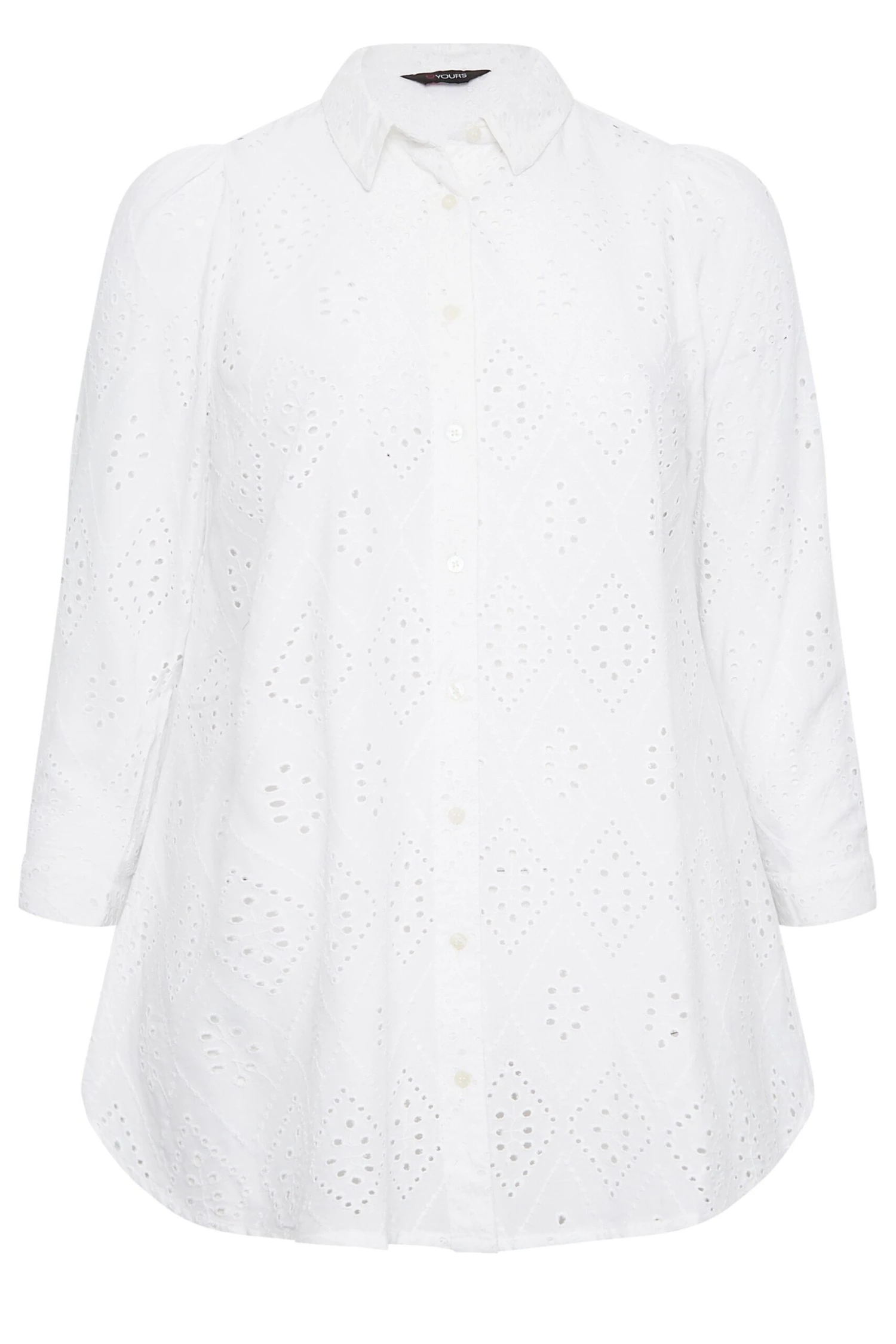 YOURS Curve White Broderie Anglaise Shirt - Image 5
