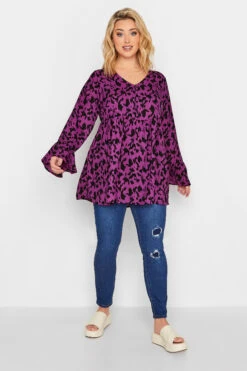 LIMITED COLLECTION Curve Purple Leopard Print Blouse