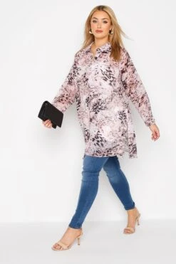 YOURS LONDON Curve Pink Mixed Animal Print Chiffon Shirt