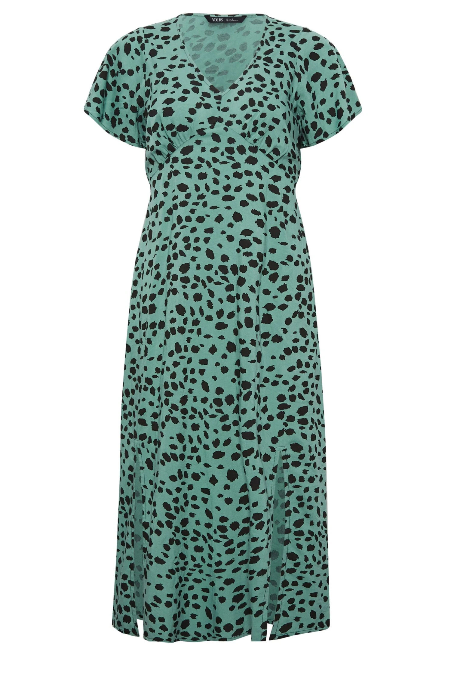 YOURS PETITE Curve Green Dalmatian Print Midi Tea Dress - Image 5