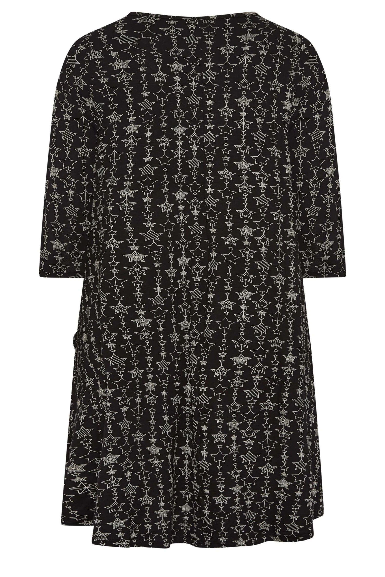 YOURS Curve Black Star Print Drape Pocket Mini Dress - Image 6