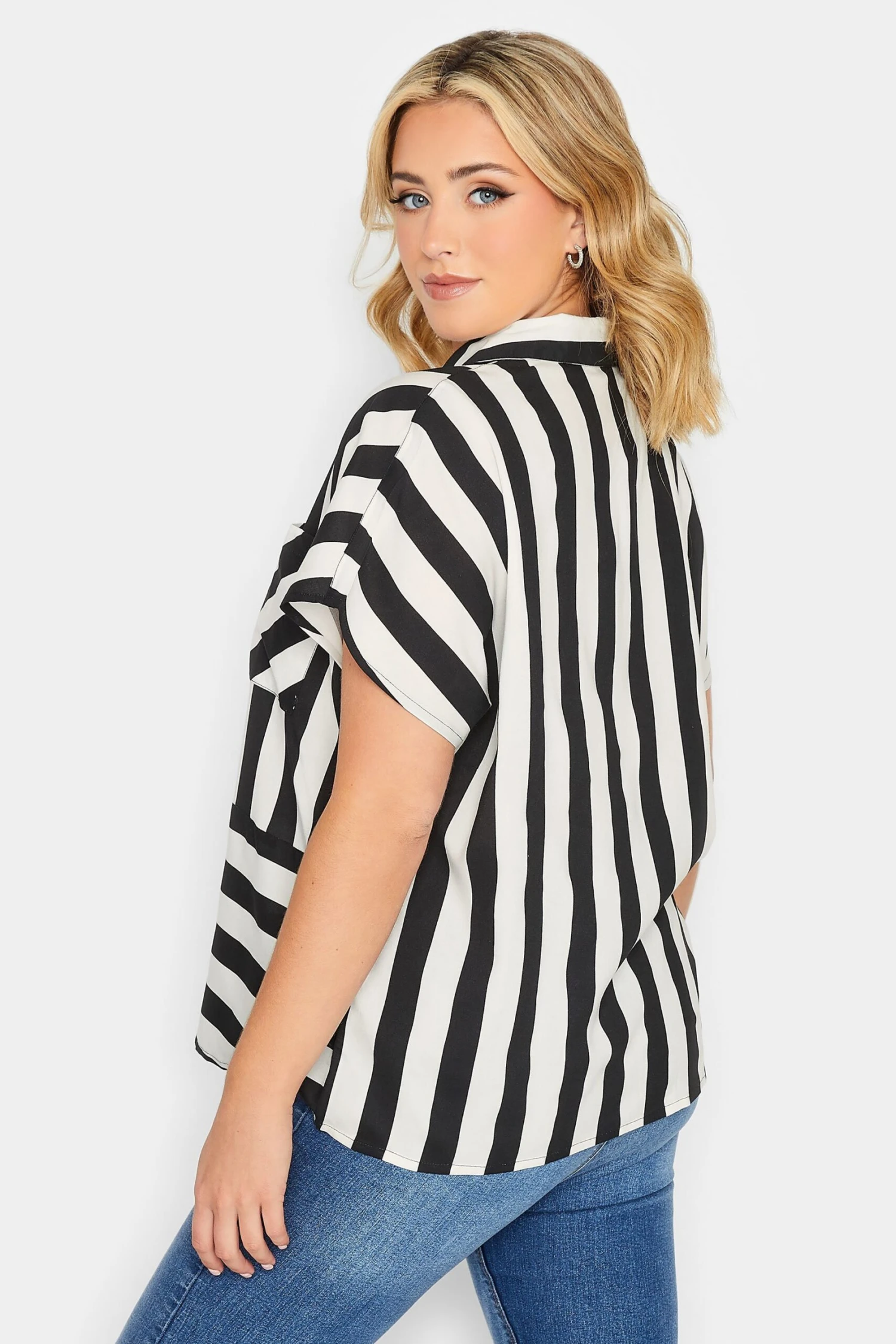 YOURS PETITE Curve Black & White Stripe Shirt - Image 2