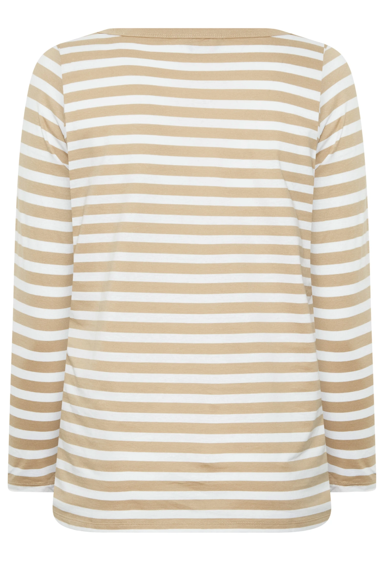 YOURS Curve Beige Brown Stripe Long Sleeve T-Shirt - Image 5