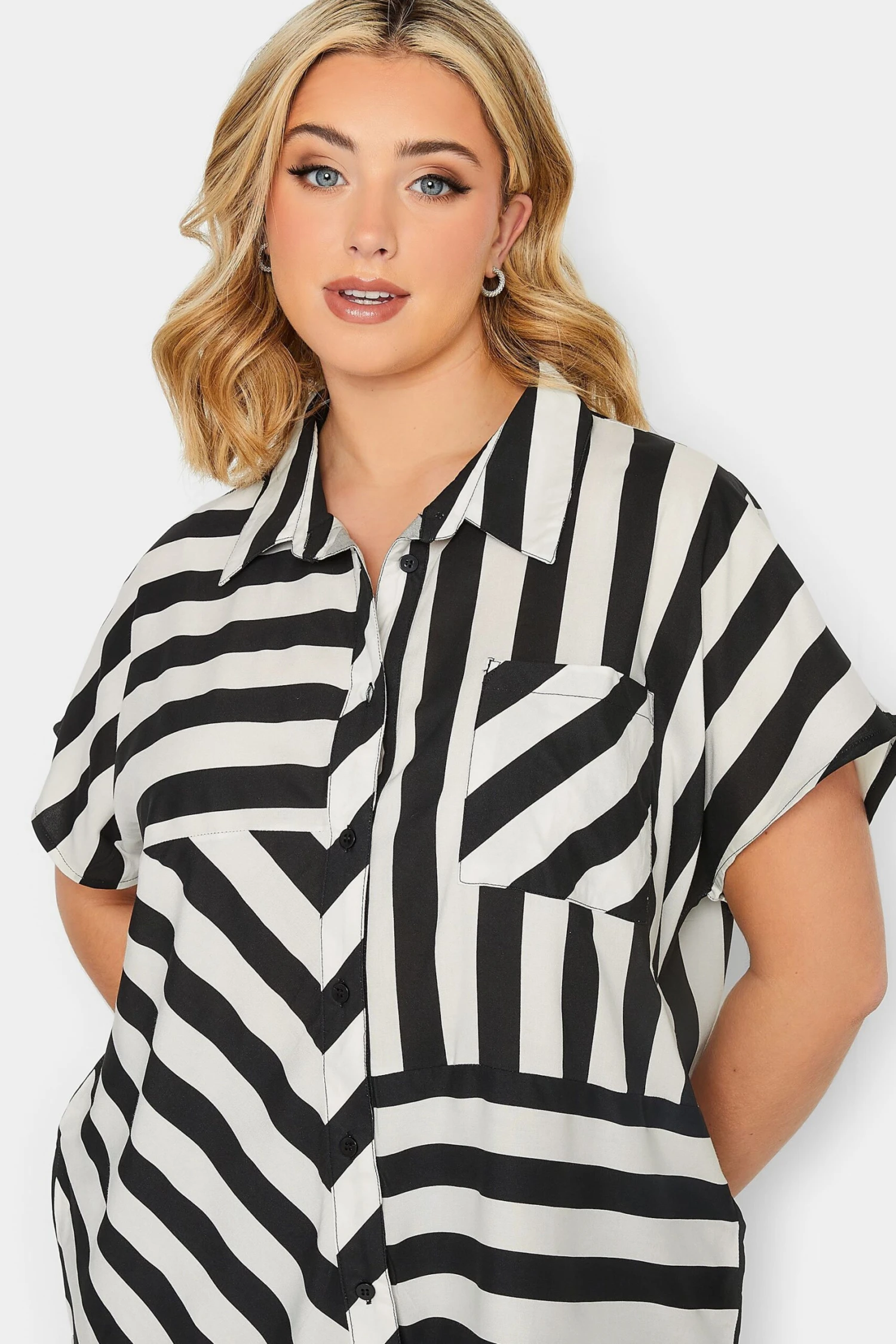 YOURS PETITE Curve Black & White Stripe Shirt - Image 3