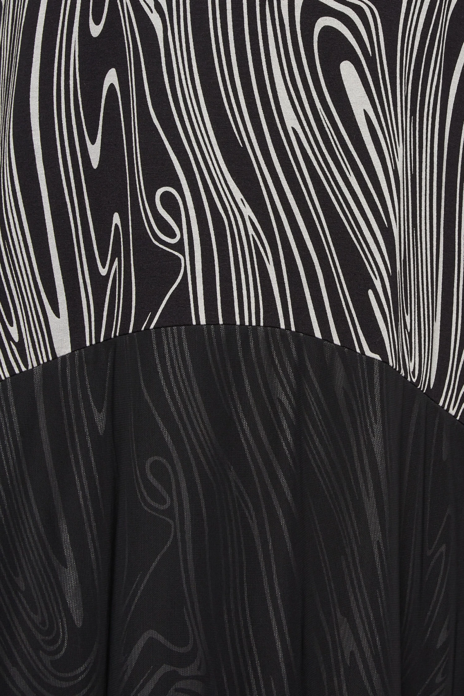 YOURS Curve Black Marble Print Mesh Front Dress - Image 3