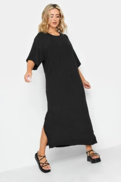 YOURS Curve Black Ribbed T-Shirt Dress