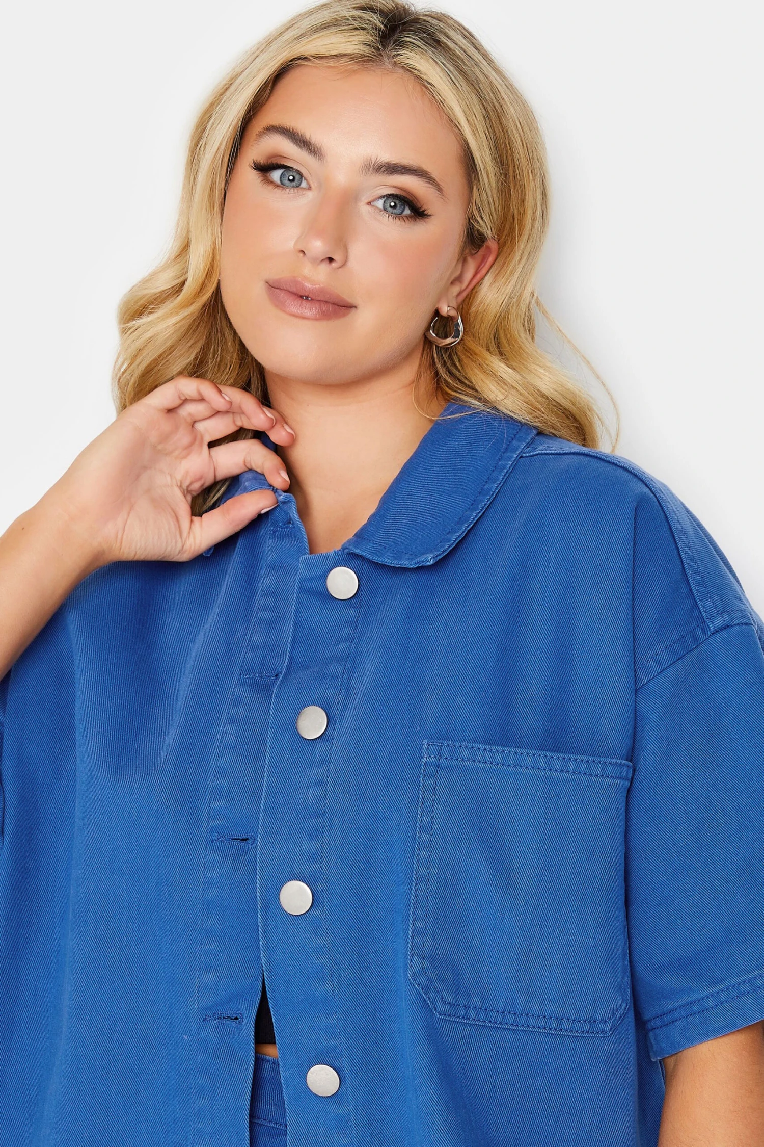 YOURS Curve Cobalt Blue Denim Shirt - Image 3