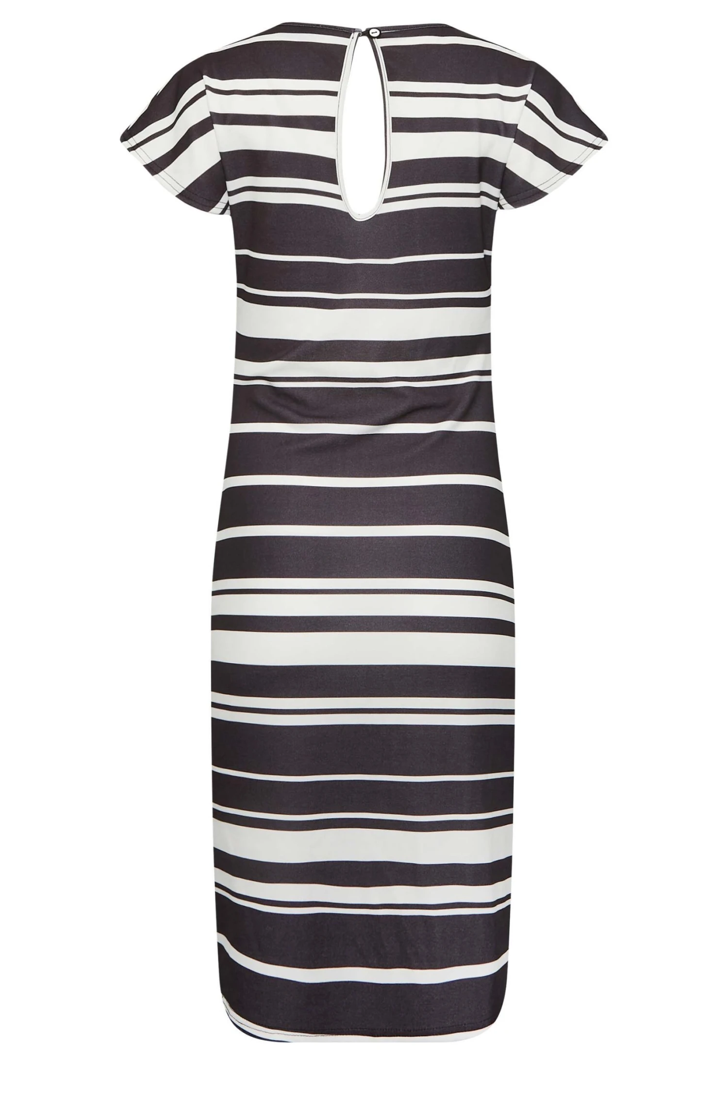 YOURS PETITE Curve Black & White Stripe Knot Midi Dress - Image 6