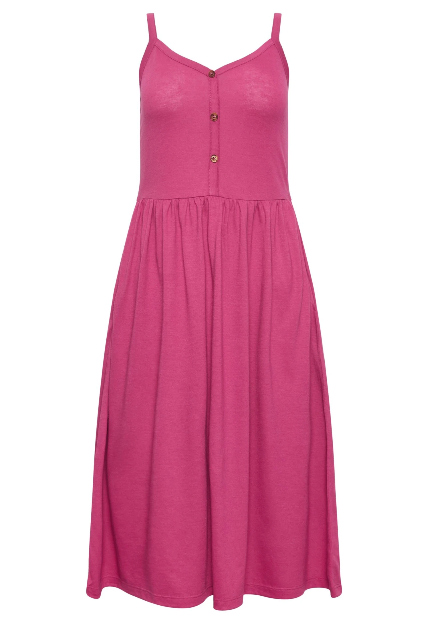 YOURS PETITE Curve Pink Button Through Midi Dress - Image 3