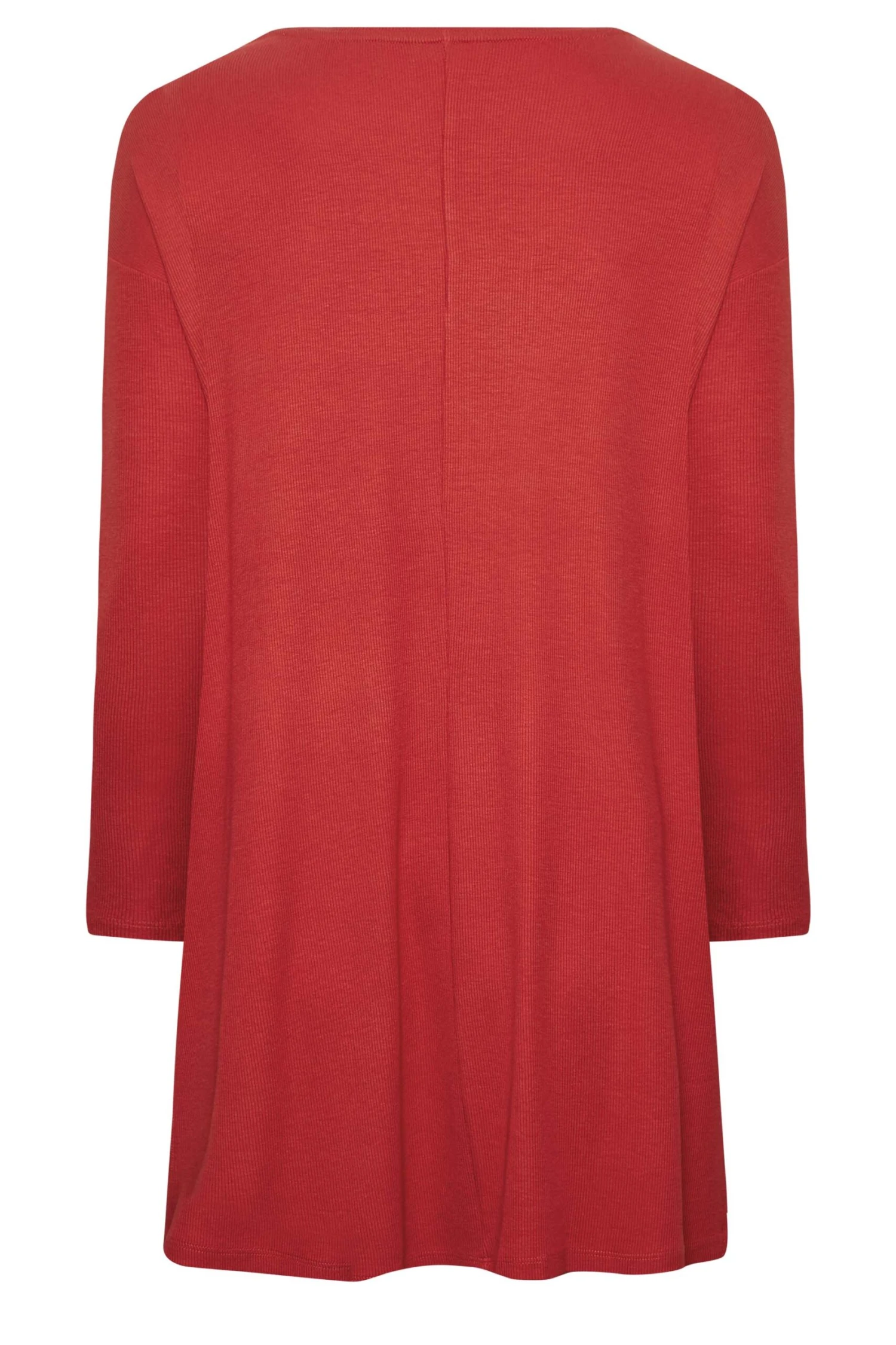 YOURS Curve Red Ribbed Split Hem T-Shirt - Image 6