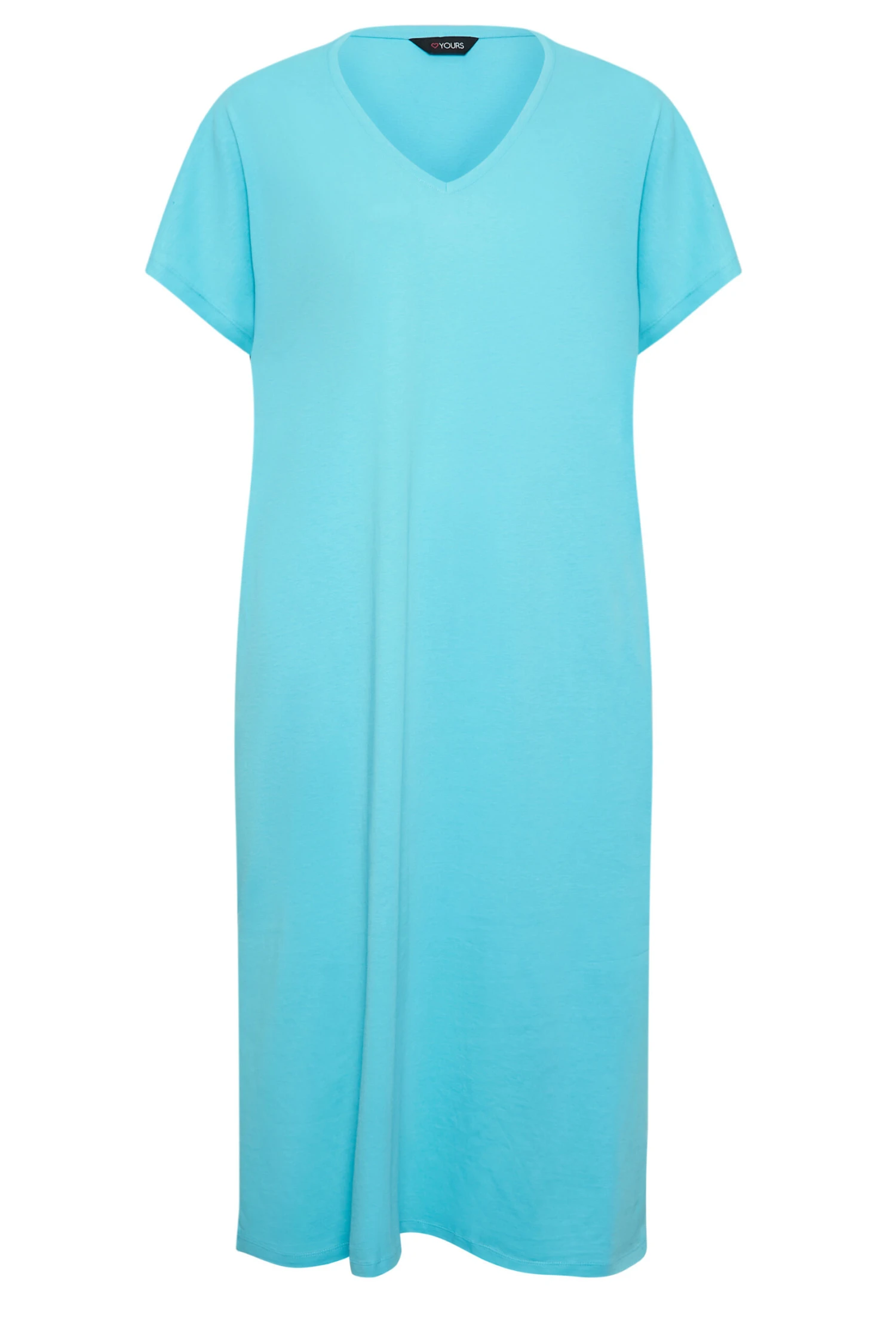 YOURS Curve Blue Side Split Midaxi T-Shirt Dress - Image 5