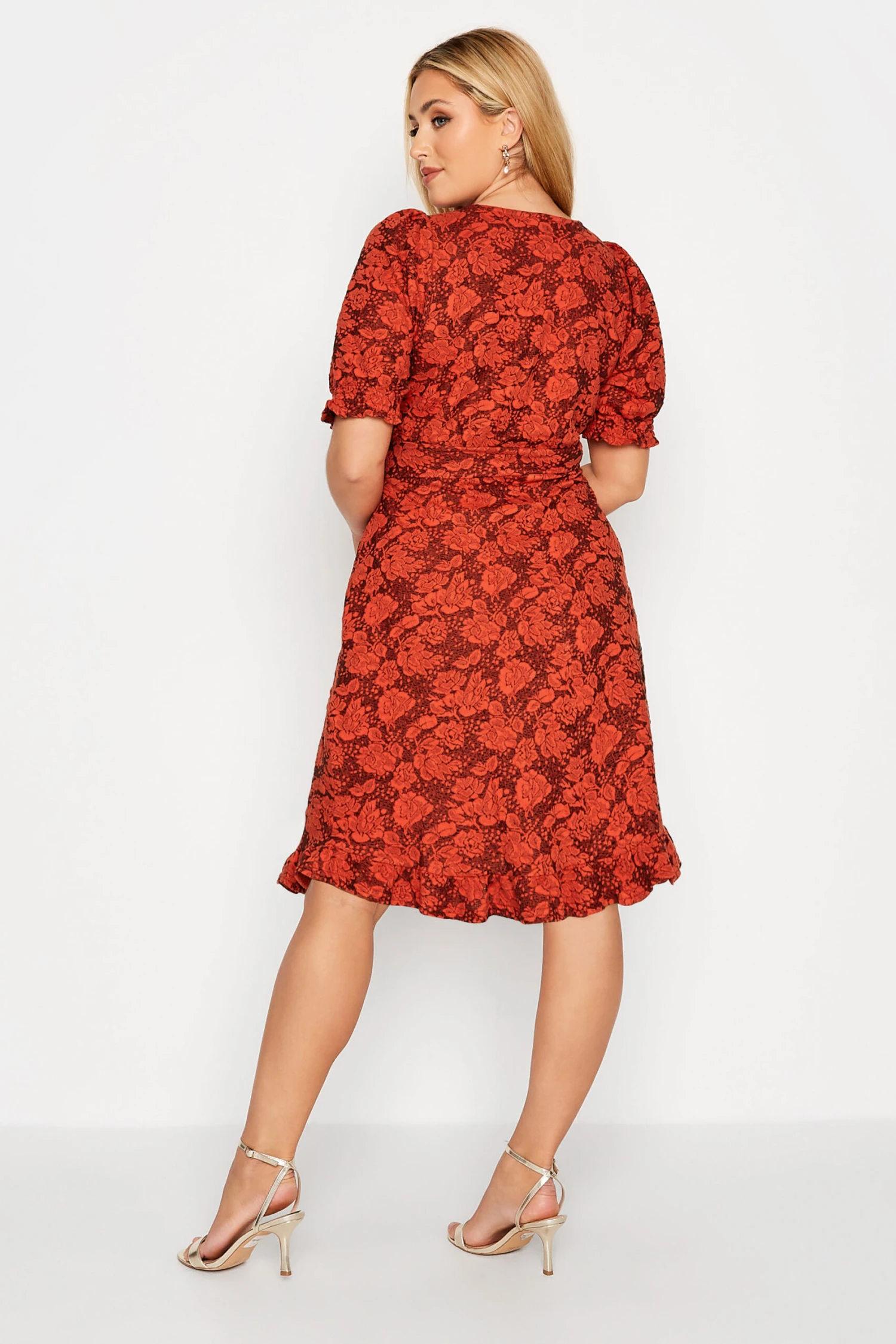 YOURS Curve Red Floral V-Neck Midi Dress - Image 2