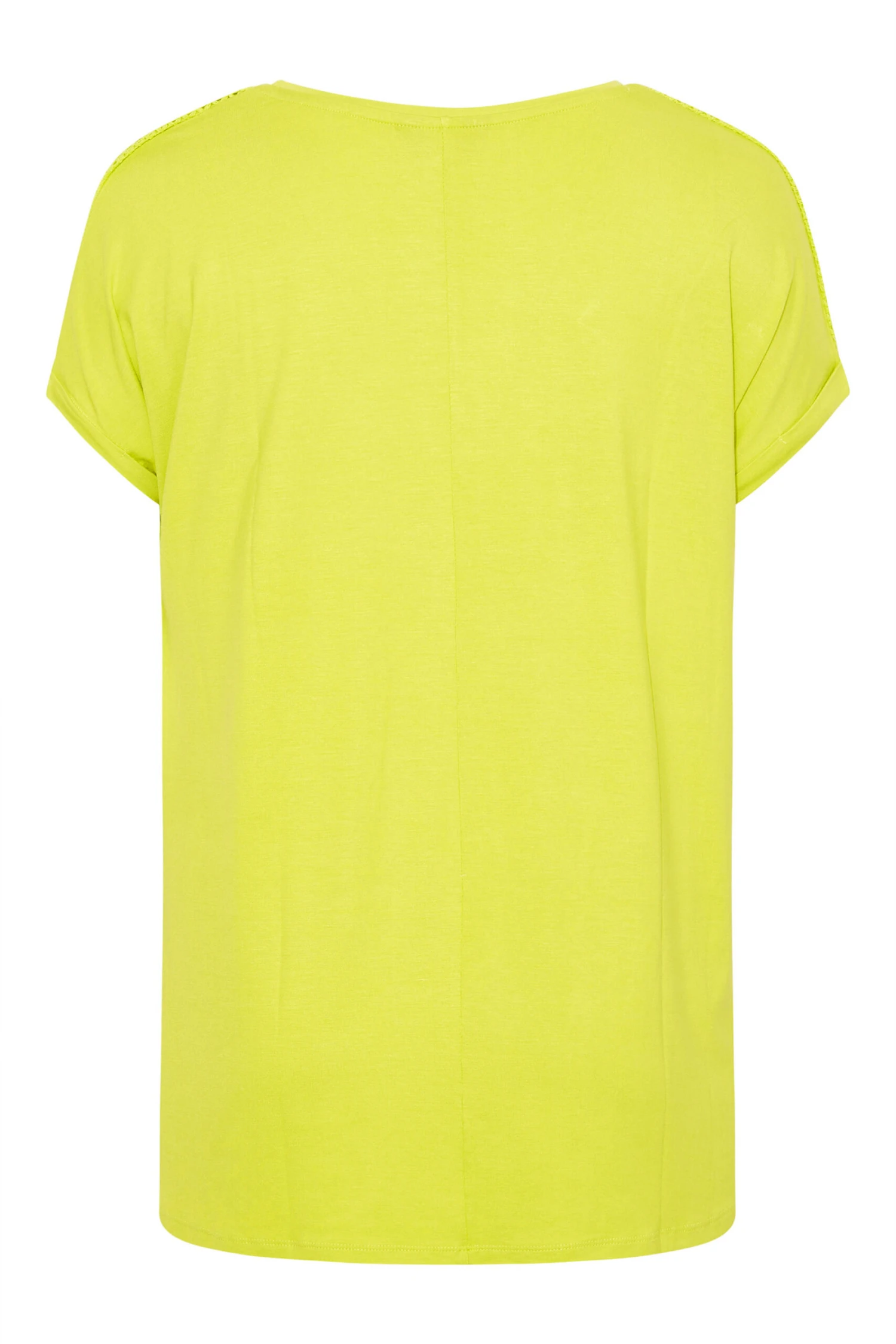 YOURS Curve Yellow Crochet Detail Short Sleeve T-Shirt - Image 6