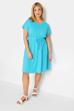 YOURS Curve Blue Cotton T-Shirt Dress
