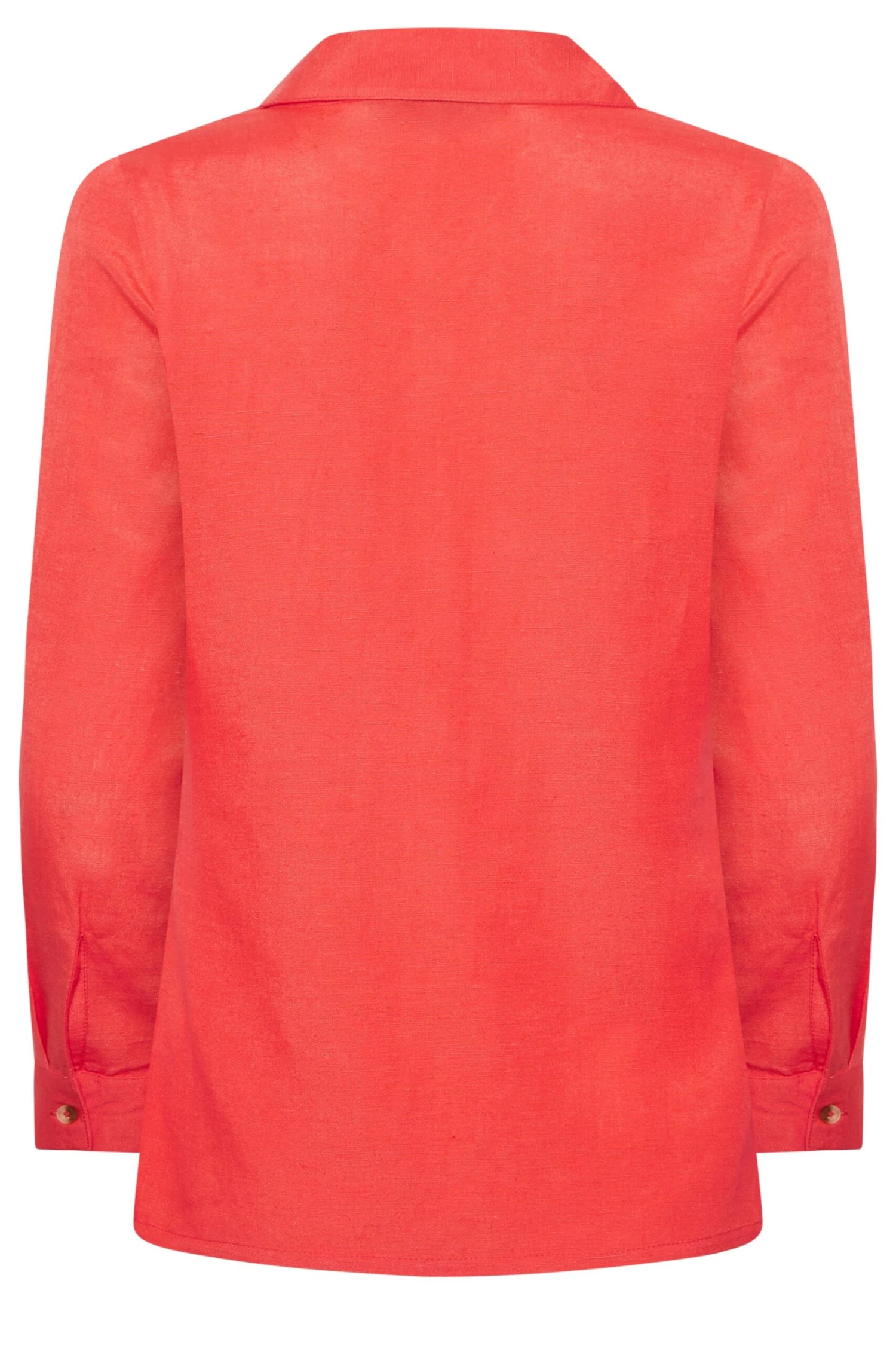 YOURS PETITE Curve Coral Orange Linen Blend Shirt - Image 6