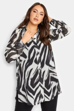 YOURS LONDON Curve Black Zebra Print Boyfriend Shirt