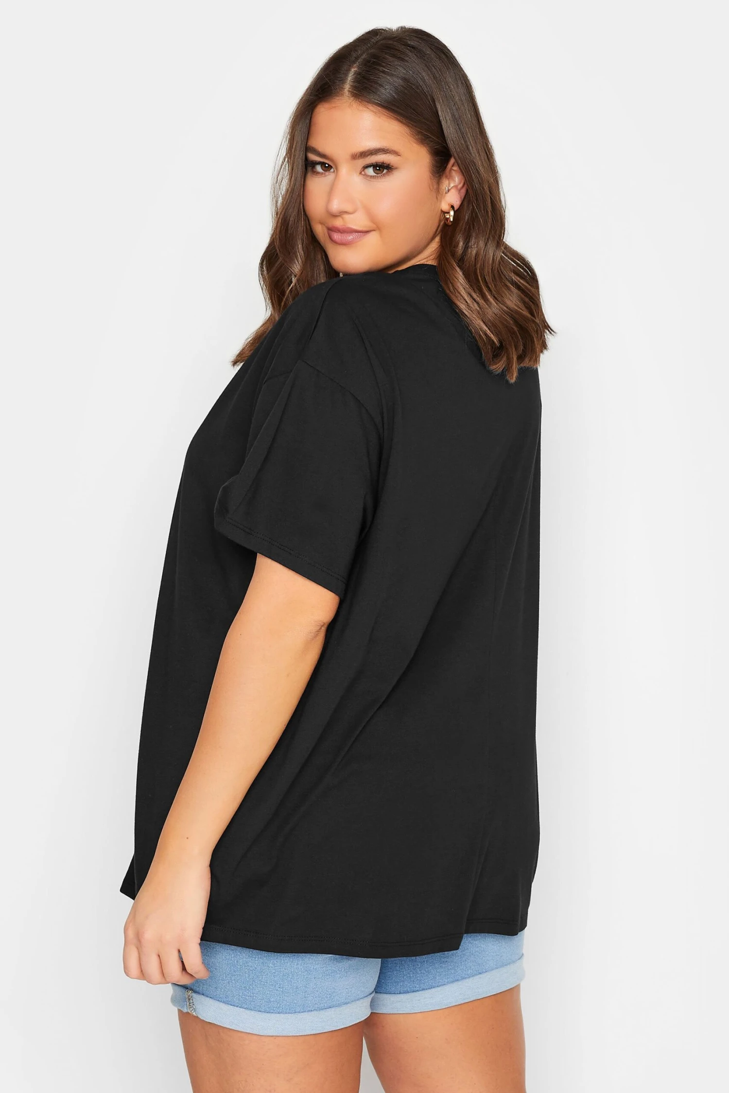YOURS Curve Black Heart Cut Out T-Shirt - Image 2