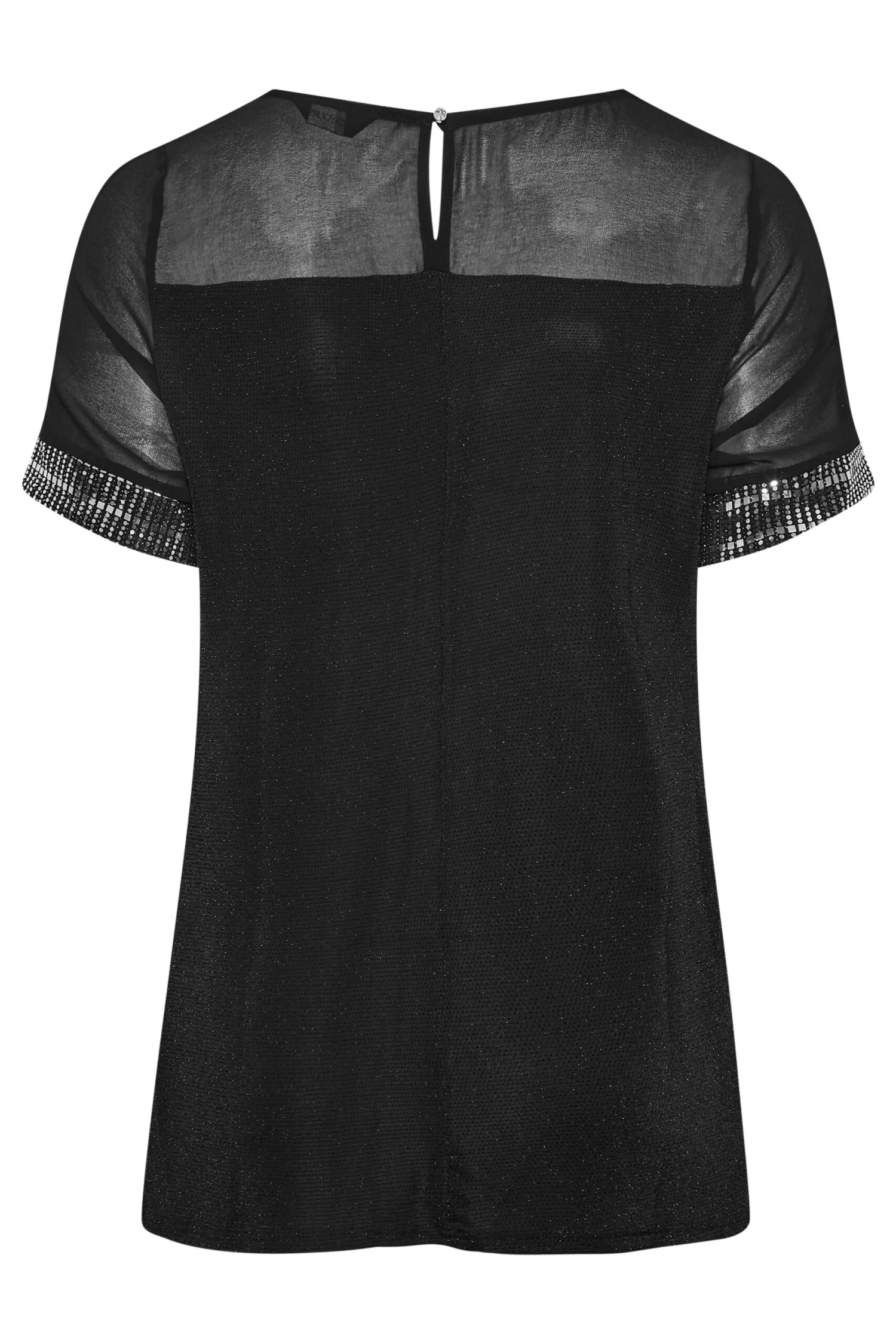 YOURS Curve Black Chiffon Sequin Top - Image 6
