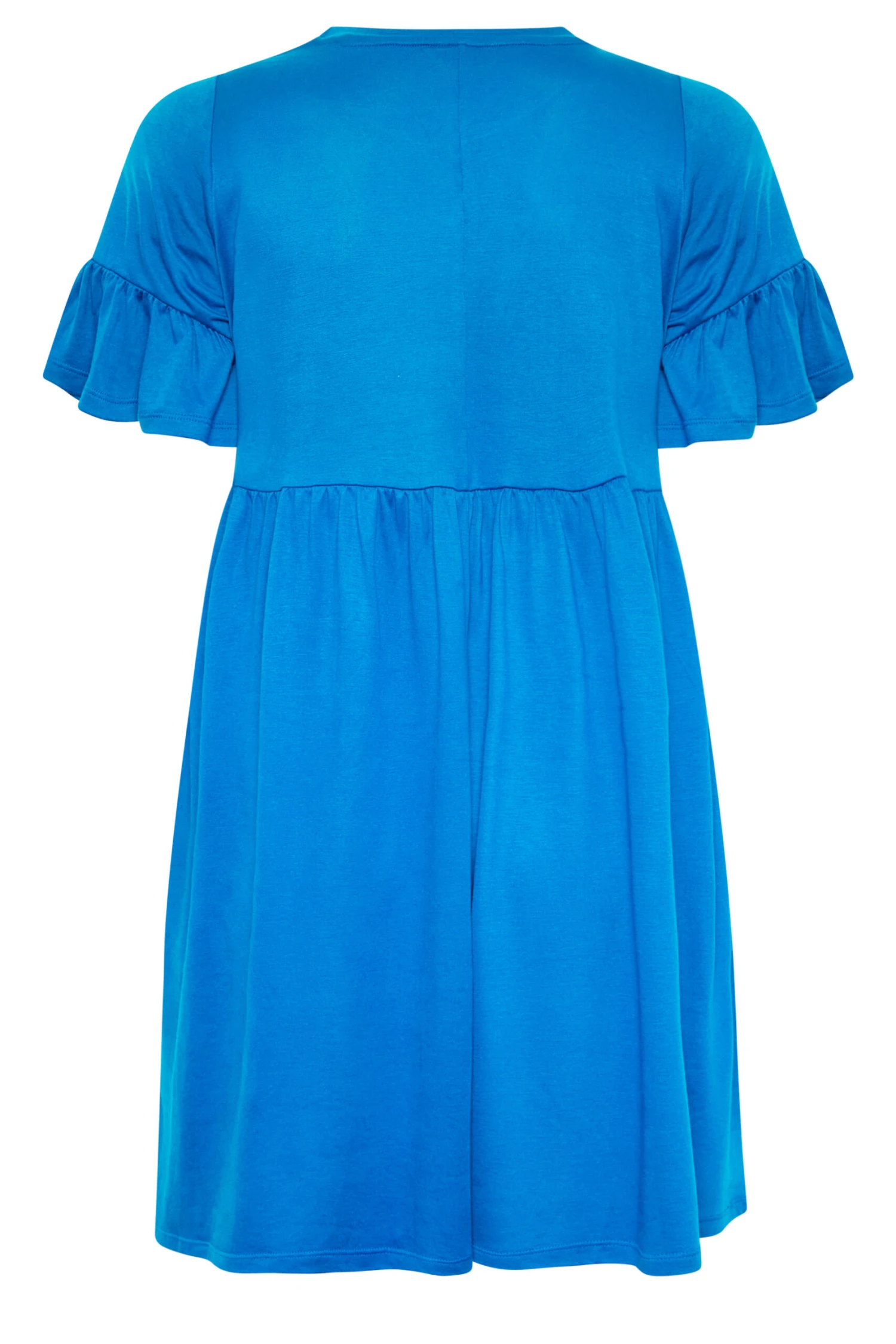YOURS Curve Cobalt Blue Frill Sleeve Smock Dress - Image 6