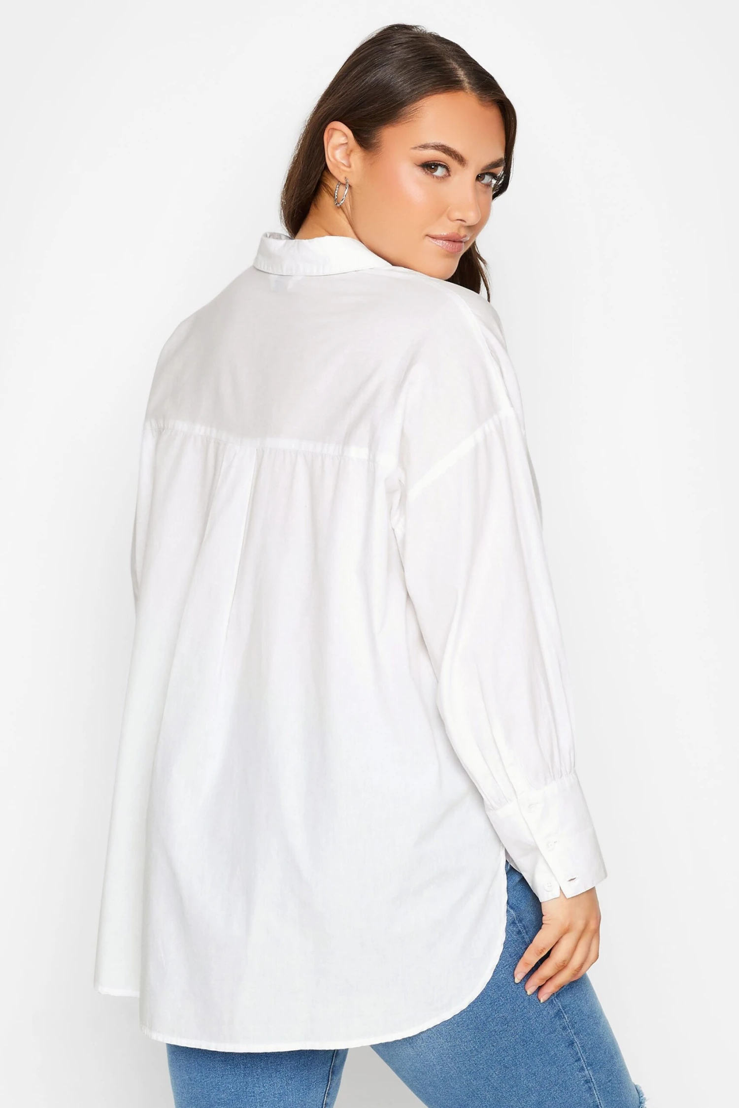 YOURS Curve White Poplin Oversized Shirt - Image 2