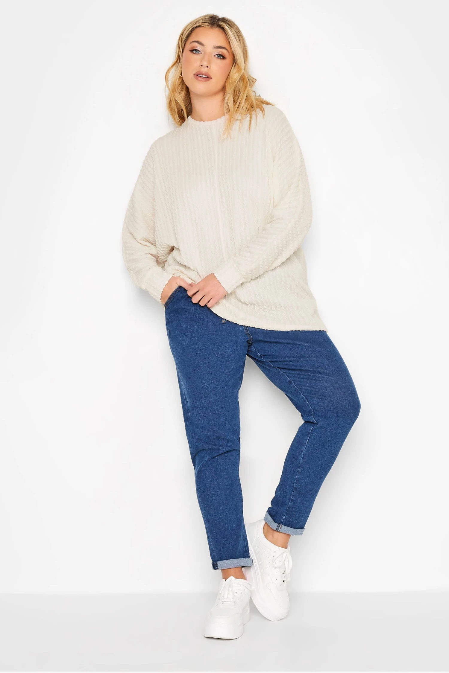 YOURS Curve White Textured Soft Touch Top