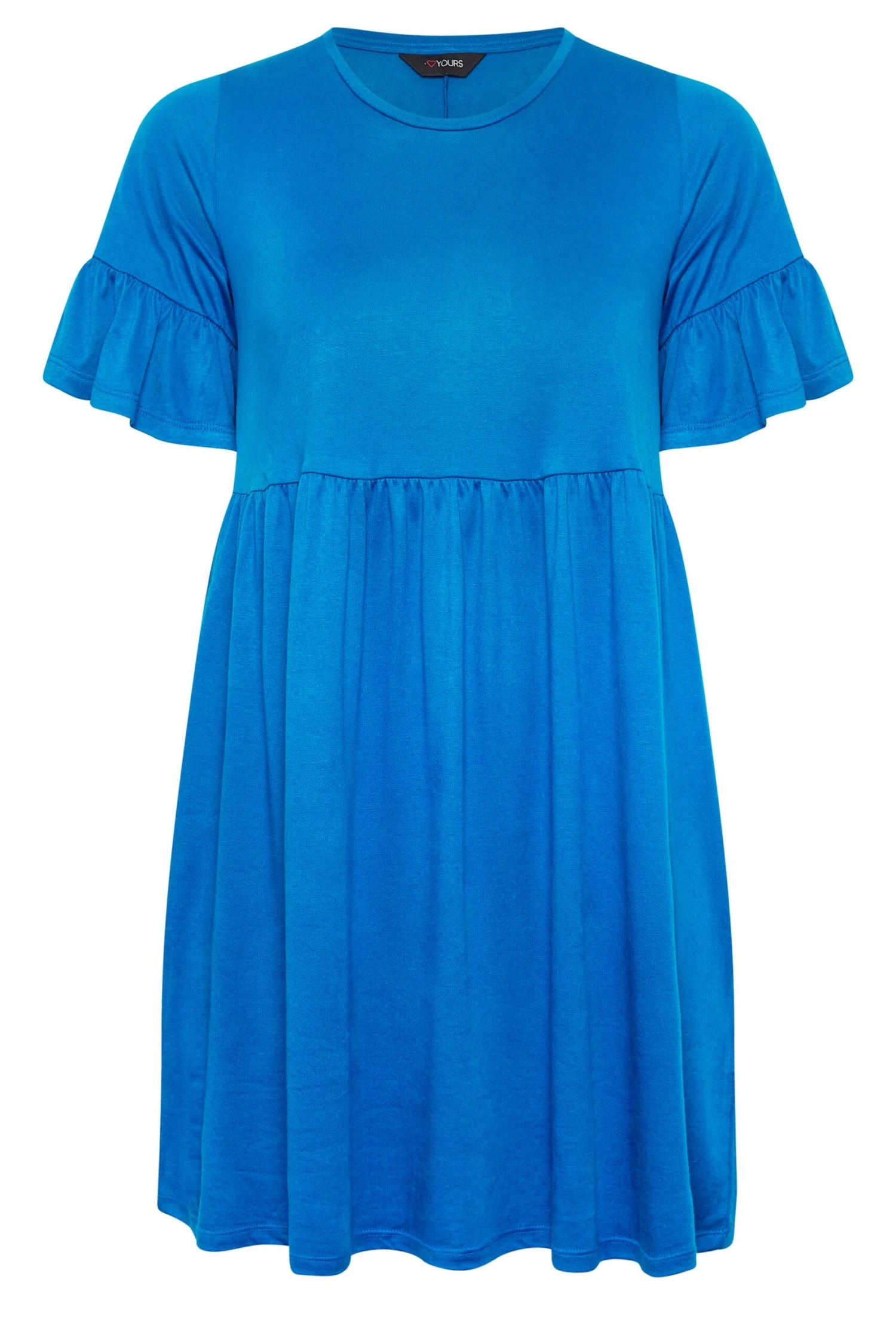YOURS Curve Cobalt Blue Frill Sleeve Smock Dress - Image 5