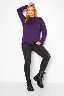 LIMITED COLLECTION Curve Dark Purple Turtle Neck Top