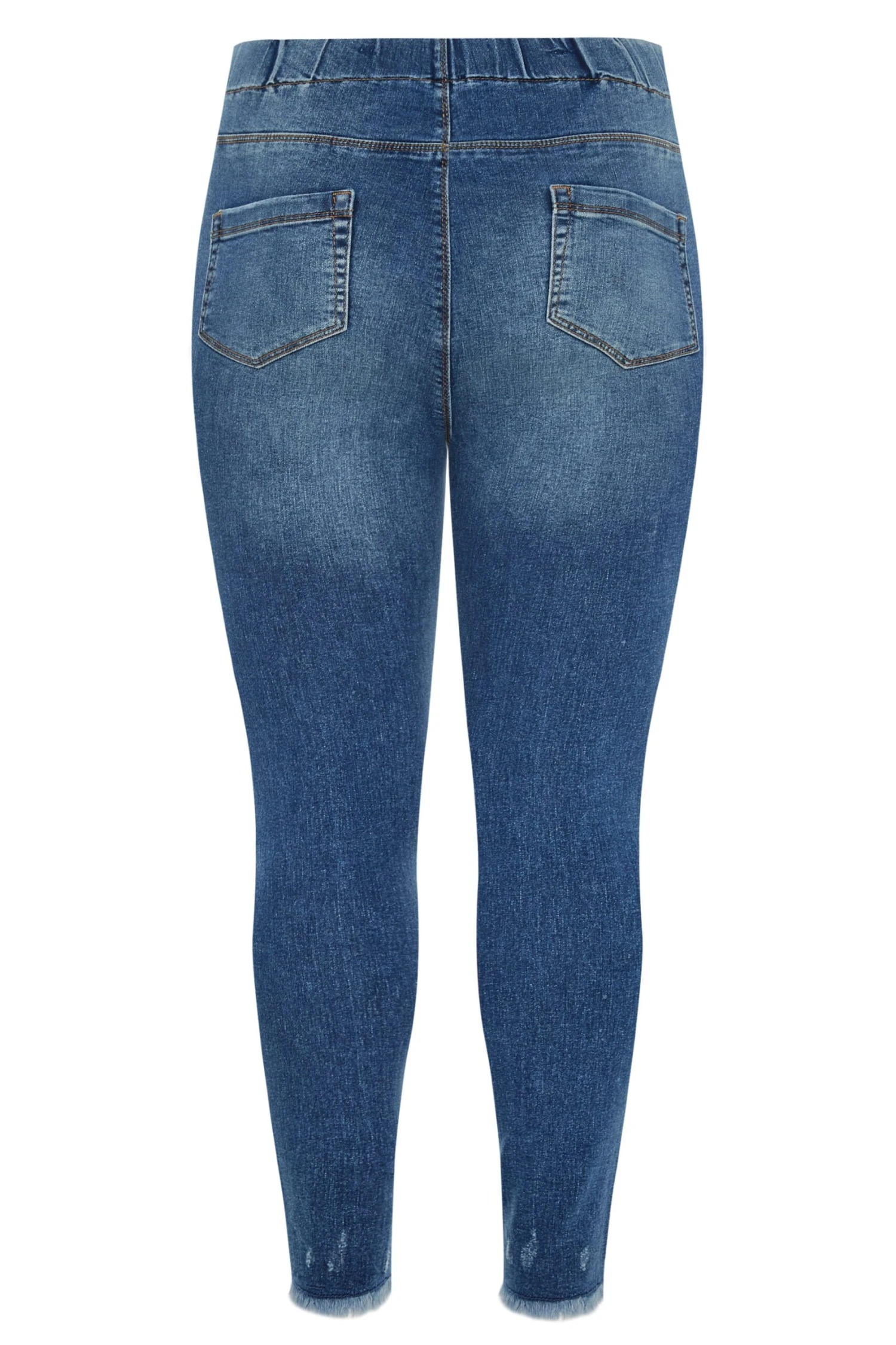 YOURS FOR GOOD Curve Indigo Blue Ripped Knee Stretch JENNY Jeggings - Image 3