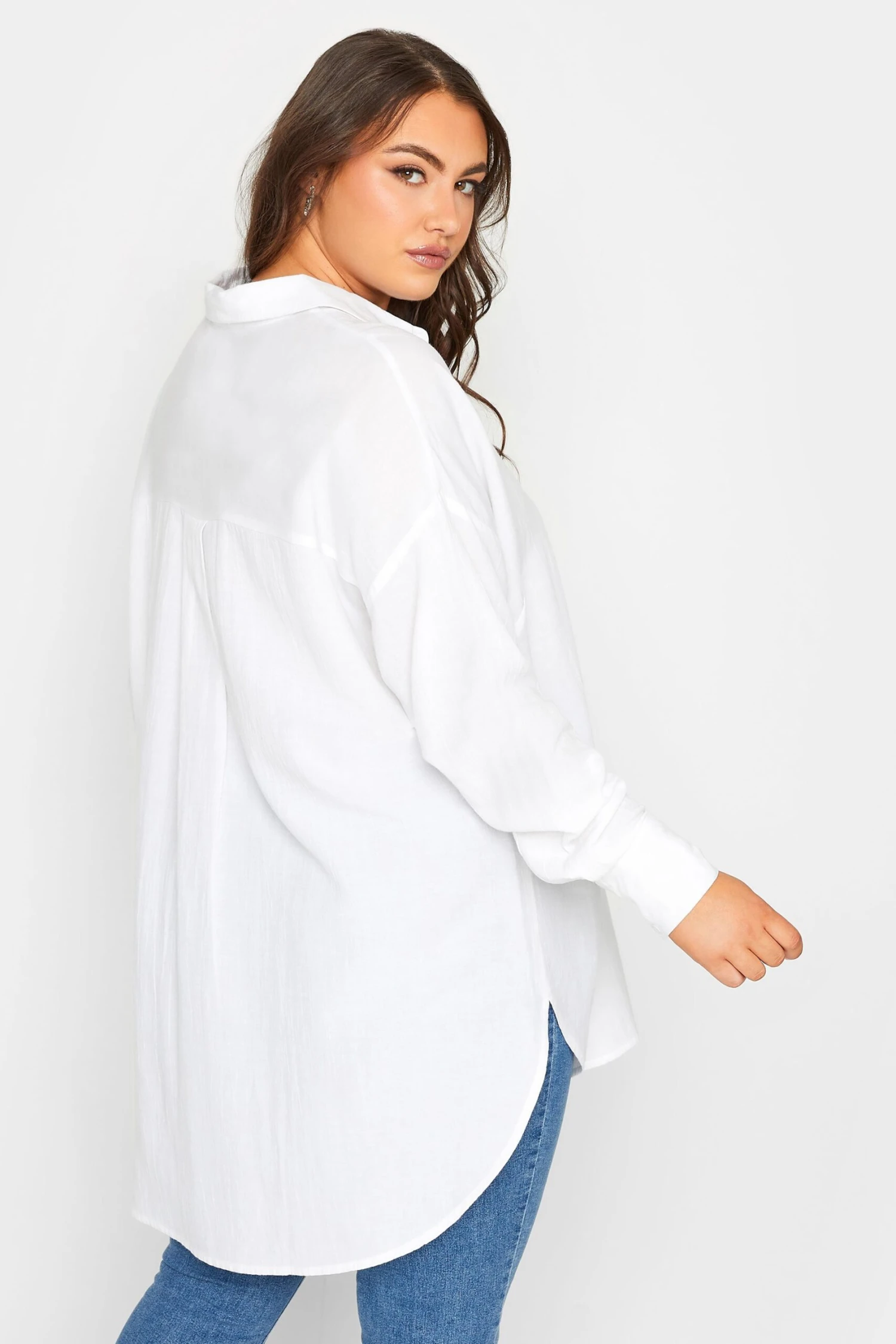 YOURS Curve White Linen Blend Shirt - Image 3