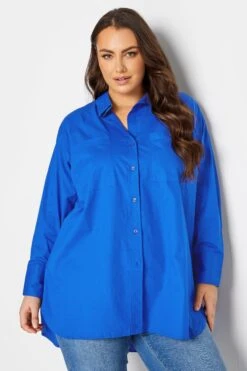 LIMITED COLLECTION Curve Cobalt Blue Oversized Boyfriend Shirt