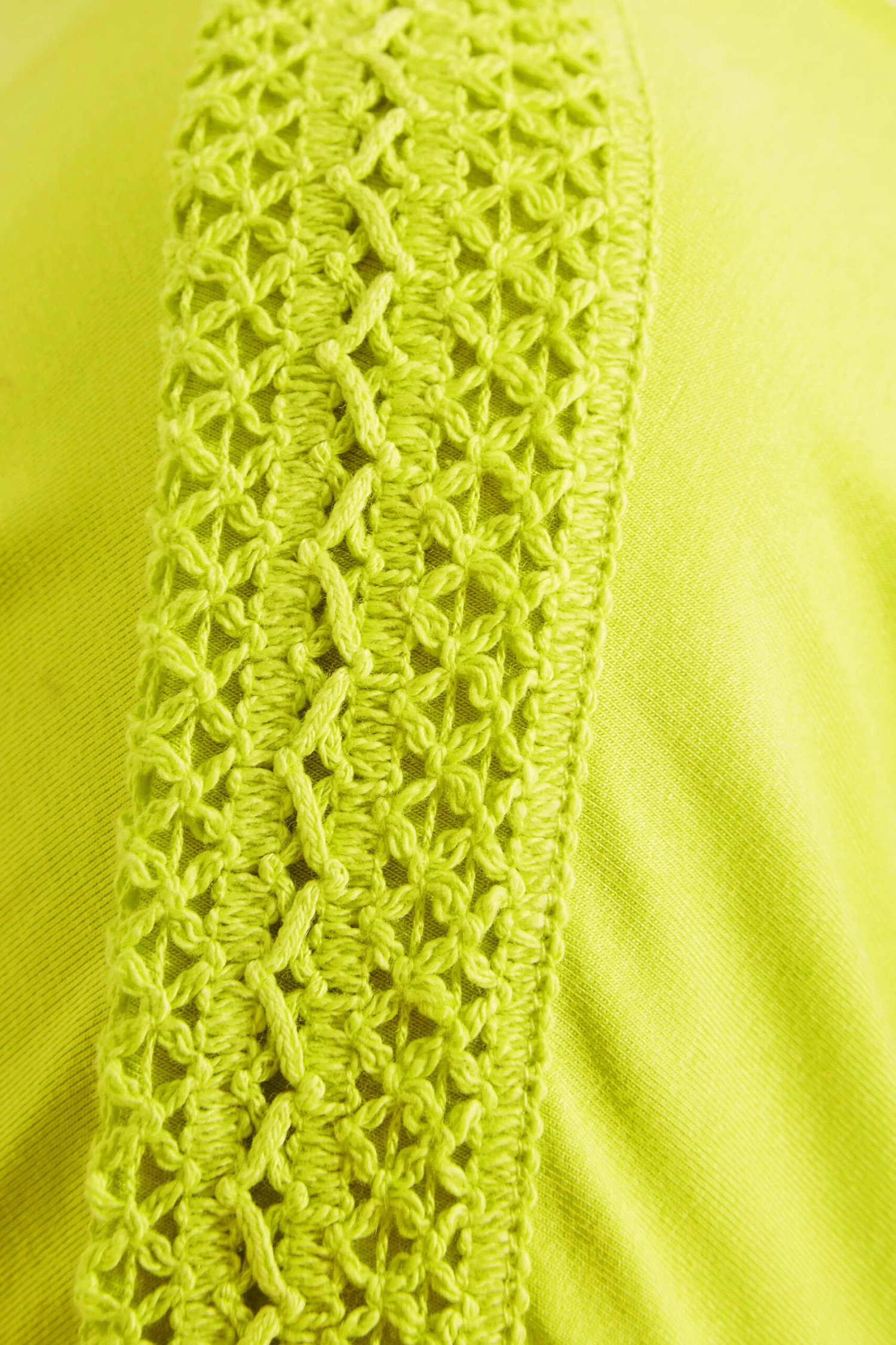 YOURS Curve Yellow Crochet Detail Short Sleeve T-Shirt - Image 4