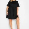 YOURS Curve Black Frill Sleeve Smock Dress
