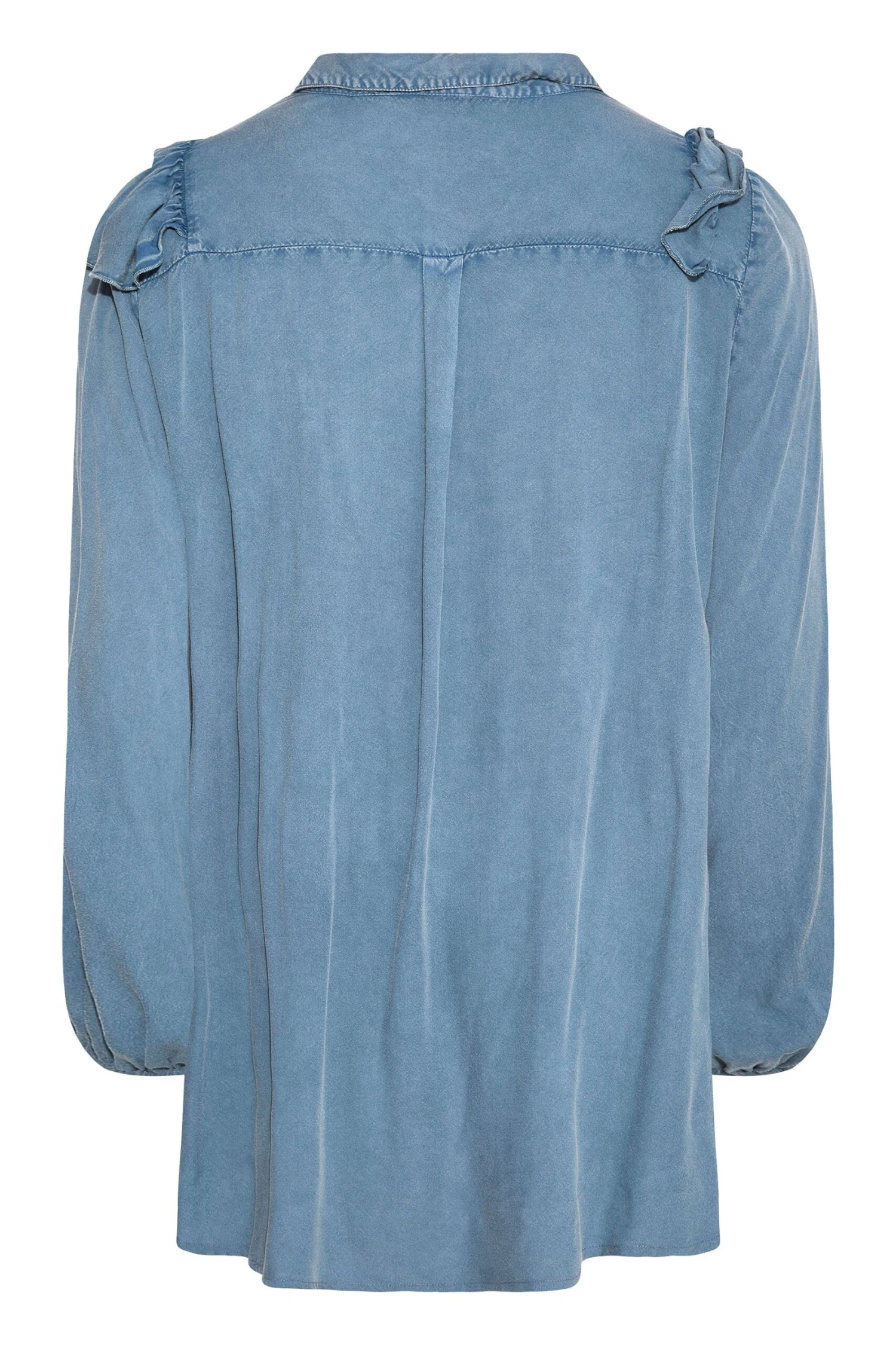 LIMITED COLLECTION Curve Blue Frill Chambray Shirt - Image 6