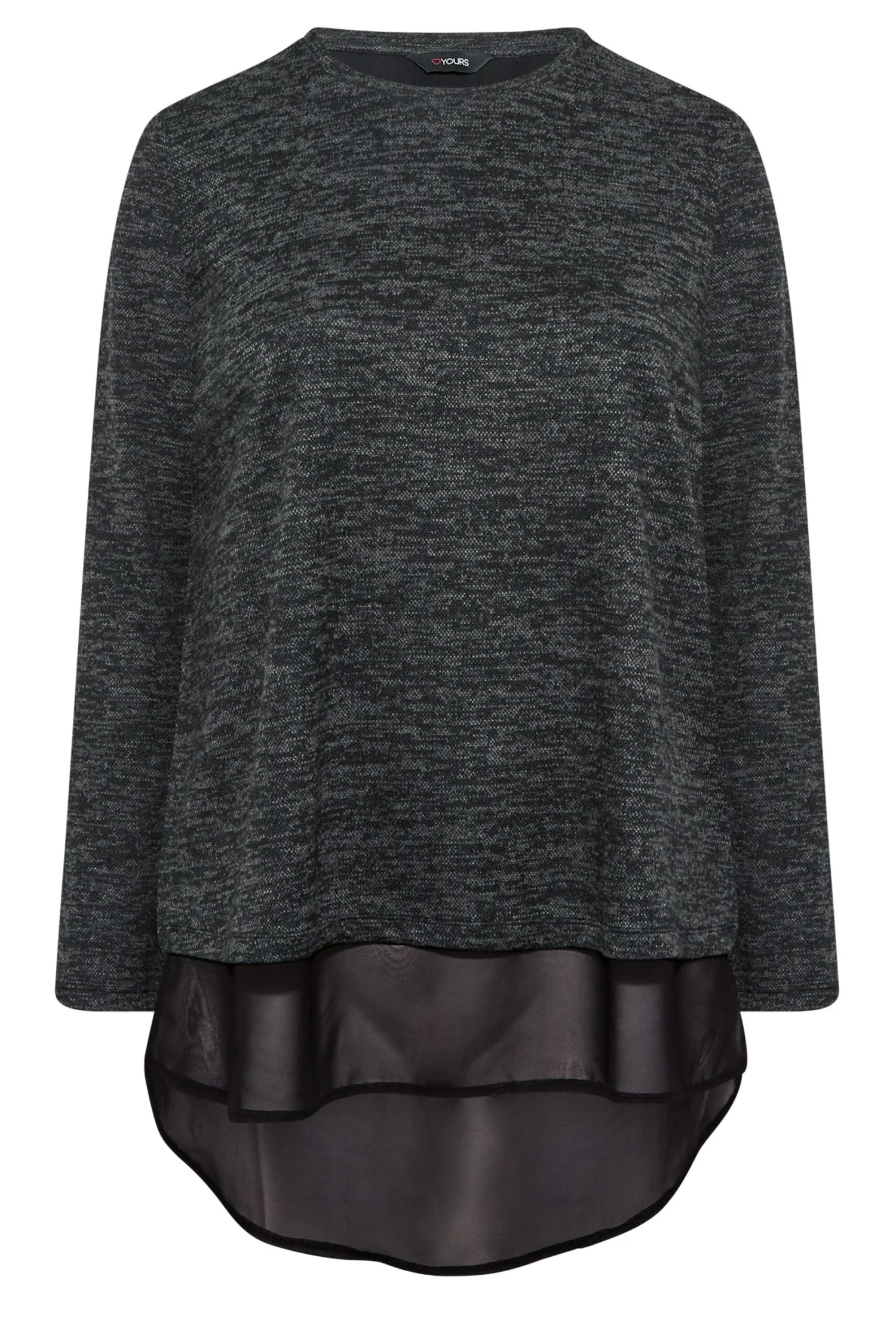 YOURS Curve Grey Mesh Hem Soft Touch Top - Image 5