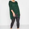 Curve Green Glitter Drop Shoulder Knitted Top