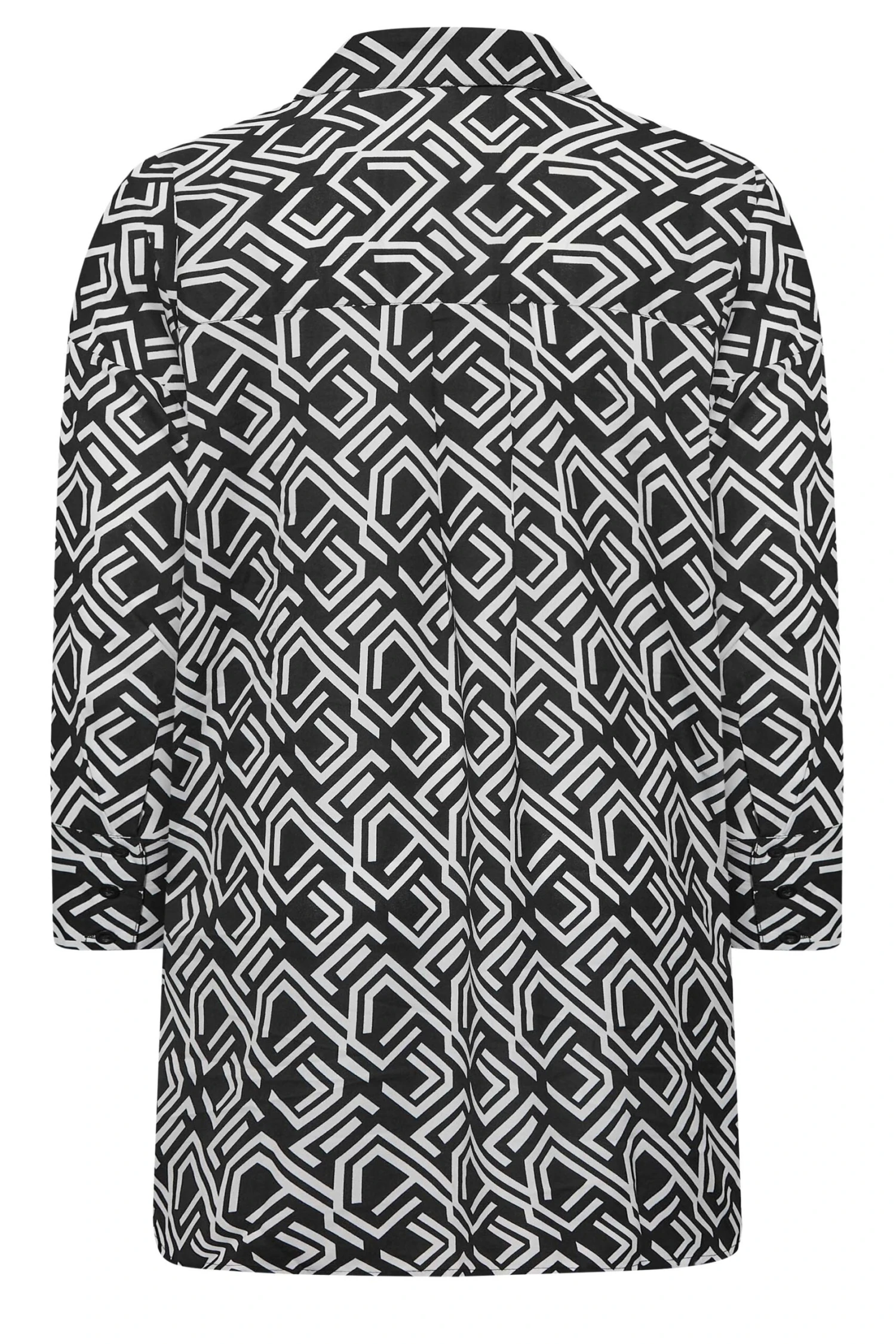 YOURS Curve Black Geometric Print Oversized Boyfriend Shirt - Image 6