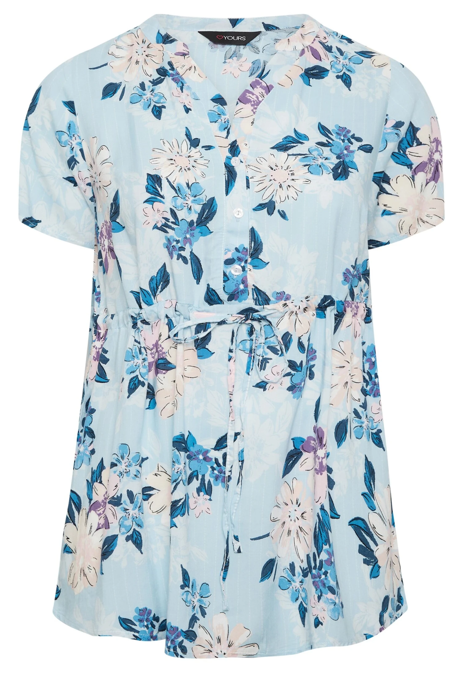 YOURS Curve Blue Floral Short Sleeve Shirt - Image 5