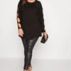 LIMITED COLLECTION Curve Black Cut Out Sleeve Top