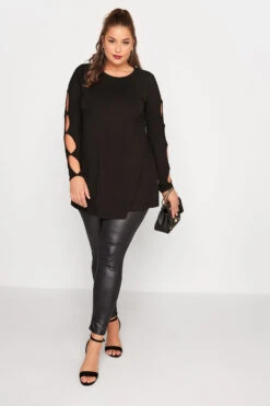 LIMITED COLLECTION Curve Black Cut Out Sleeve Top