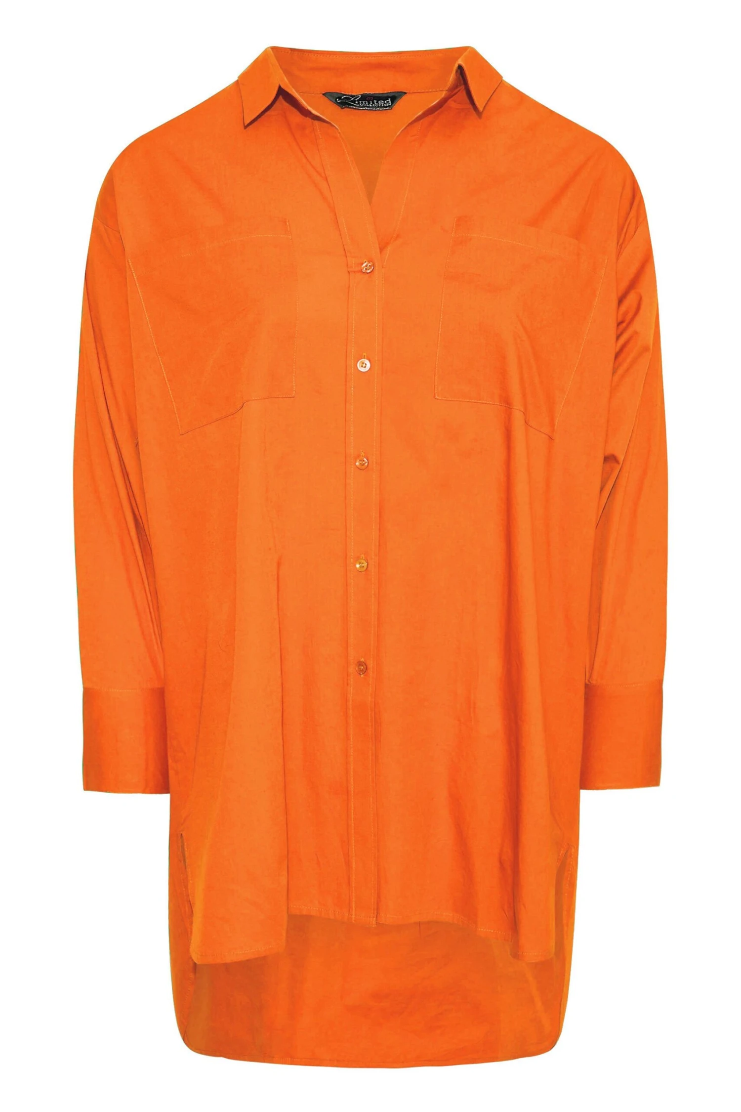 LIMITED COLLECTION Curve Bright Orange Oversized Boyfriend Shirt - Image 6