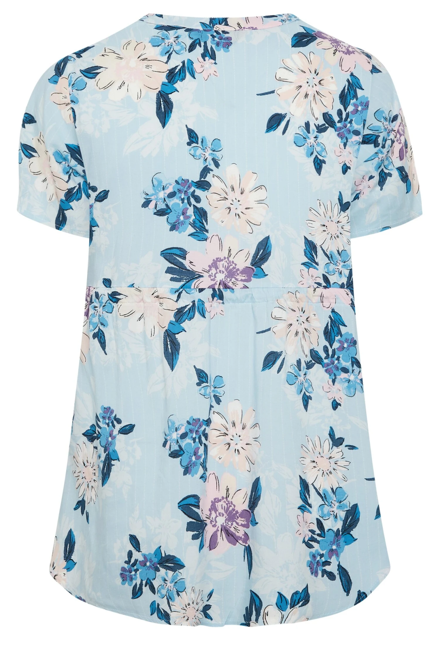 YOURS Curve Blue Floral Short Sleeve Shirt - Image 6