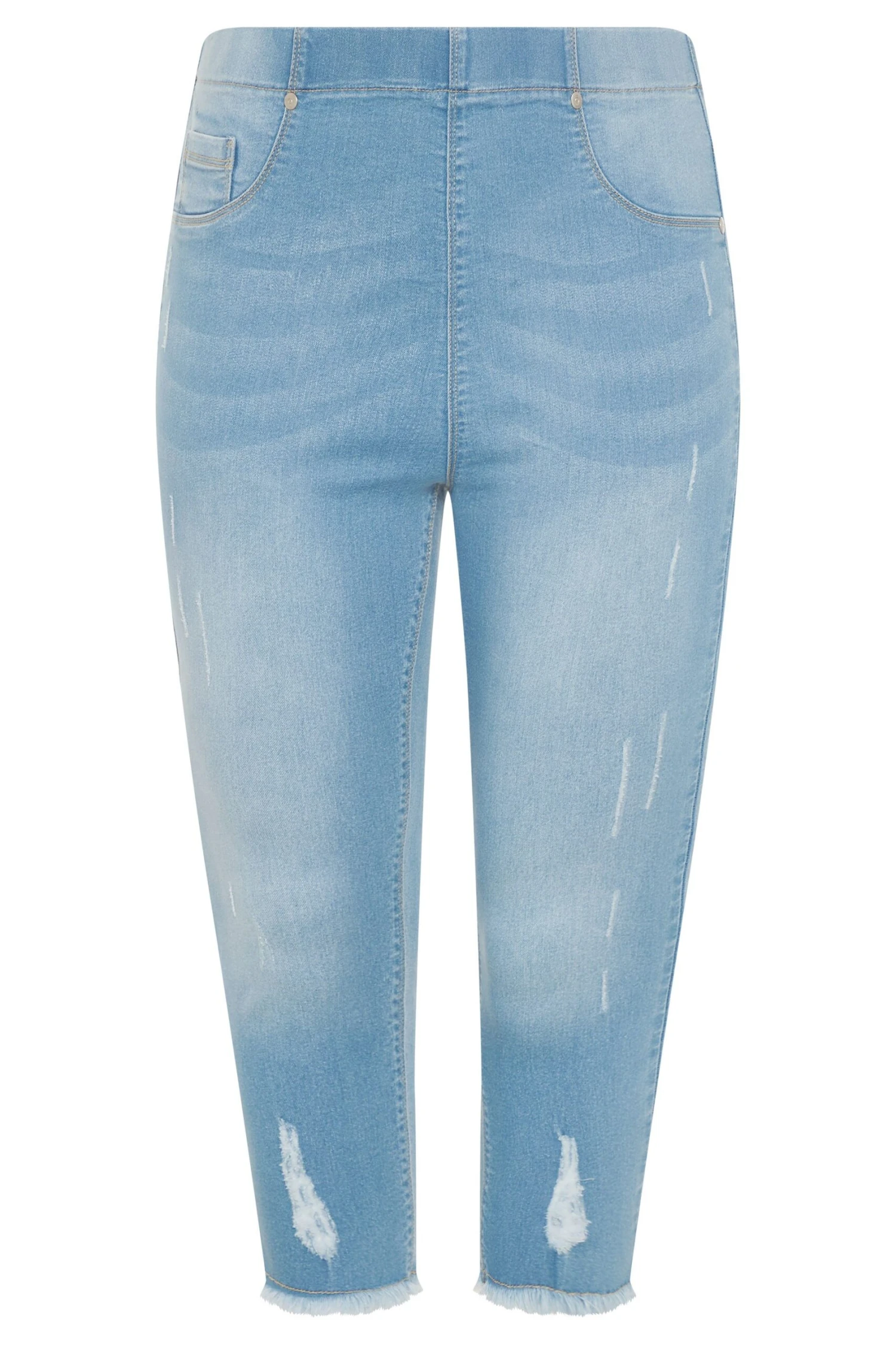 YOURS FOR GOOD Light Blue Cat Scratch Cropped JENNY Jeggings - Image 4